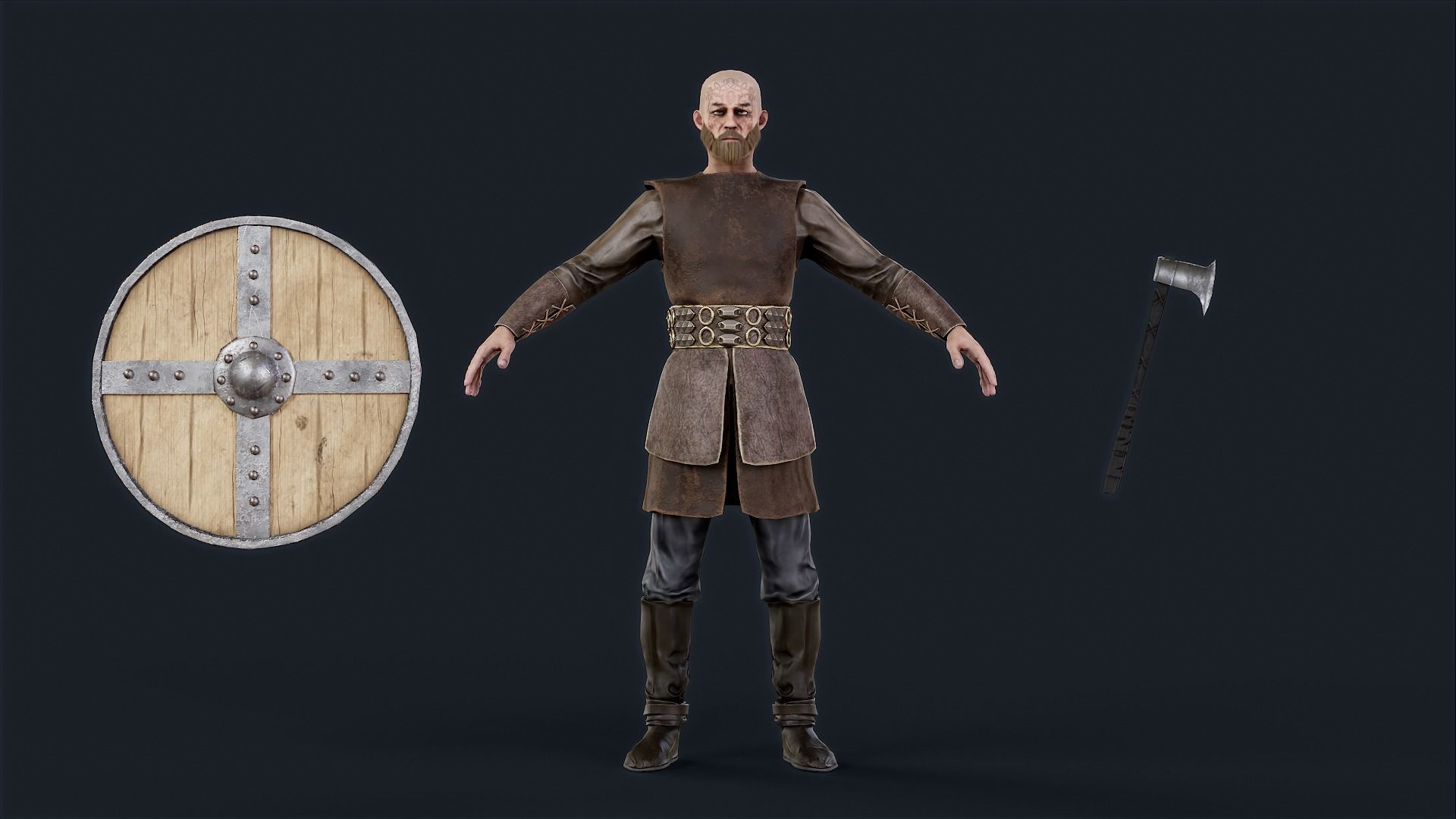 Viking 3 A pose Low-poly character redy for game Low-poly 3D model_13