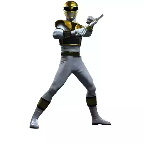 White Ranger Power Rangers with 2 swords and 5 hands 3D print model
