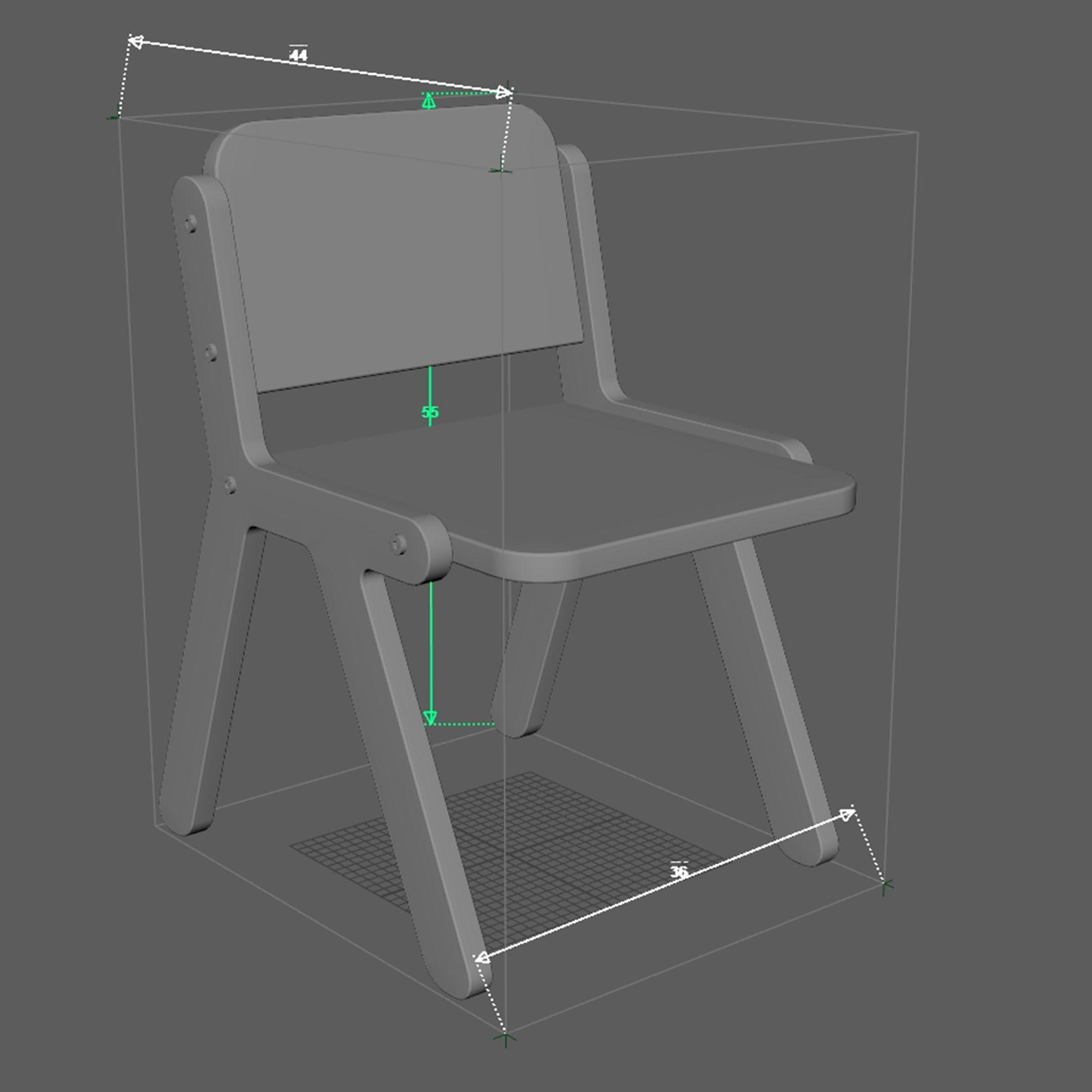 Chair 2 Low-poly 3D model_8