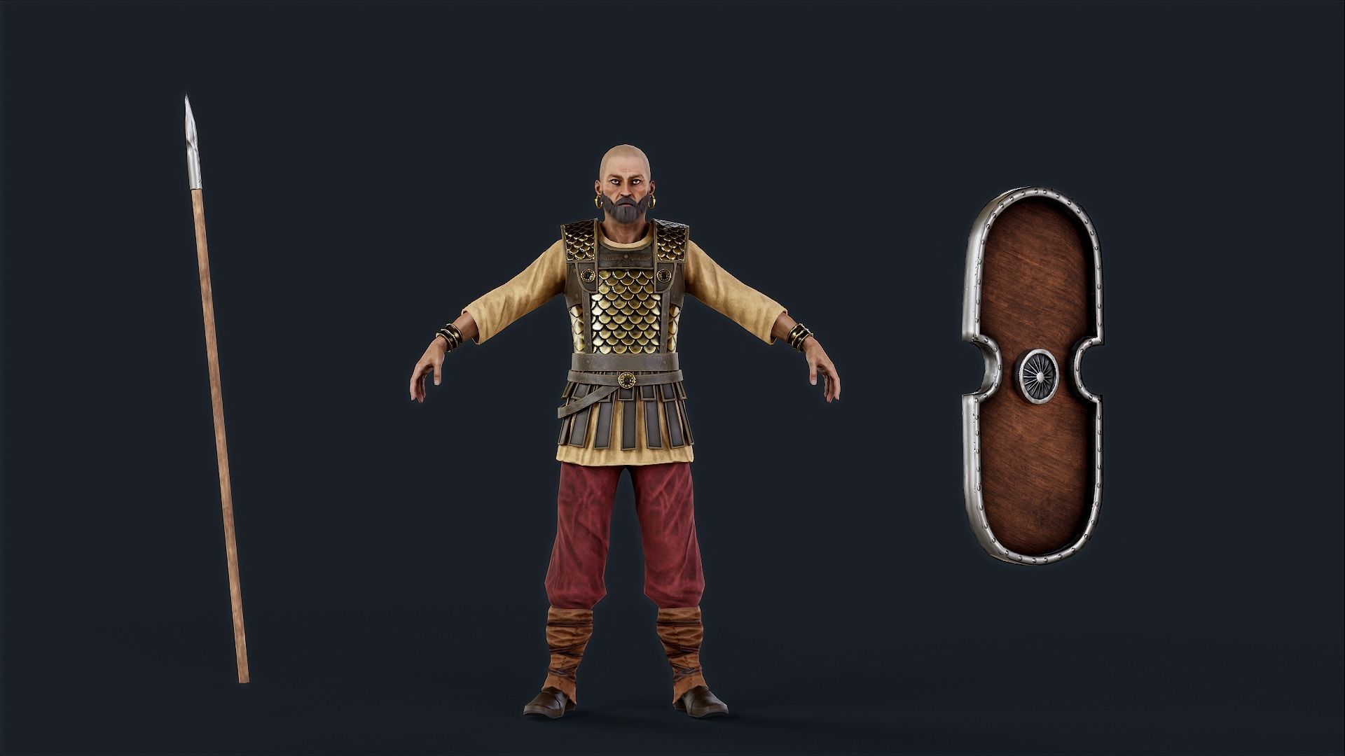 Persian 1 A pose Low-poly character redy for games Low-poly 3D model_9