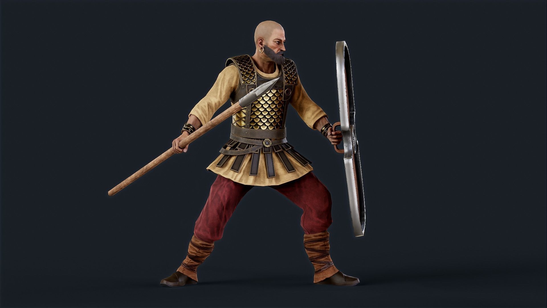 Persian 1 A pose Low-poly character redy for games Low-poly 3D model_4