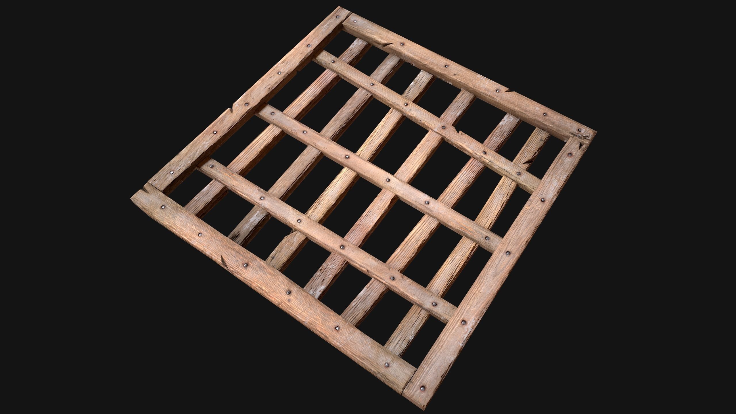 Medieval Roof Wooden Lattice Low-poly 3D model_8