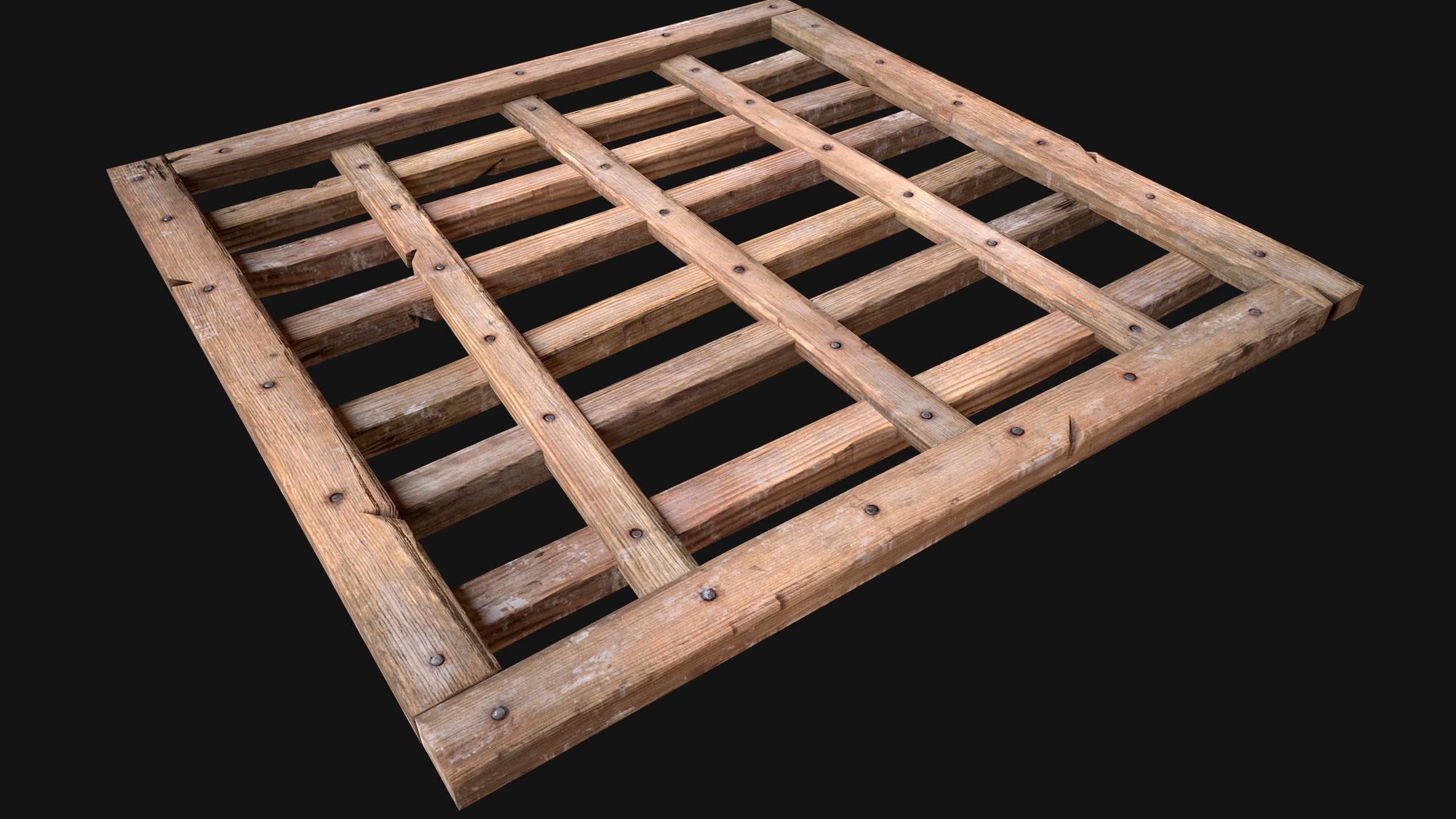 Medieval Roof Wooden Lattice Low-poly 3D model_16