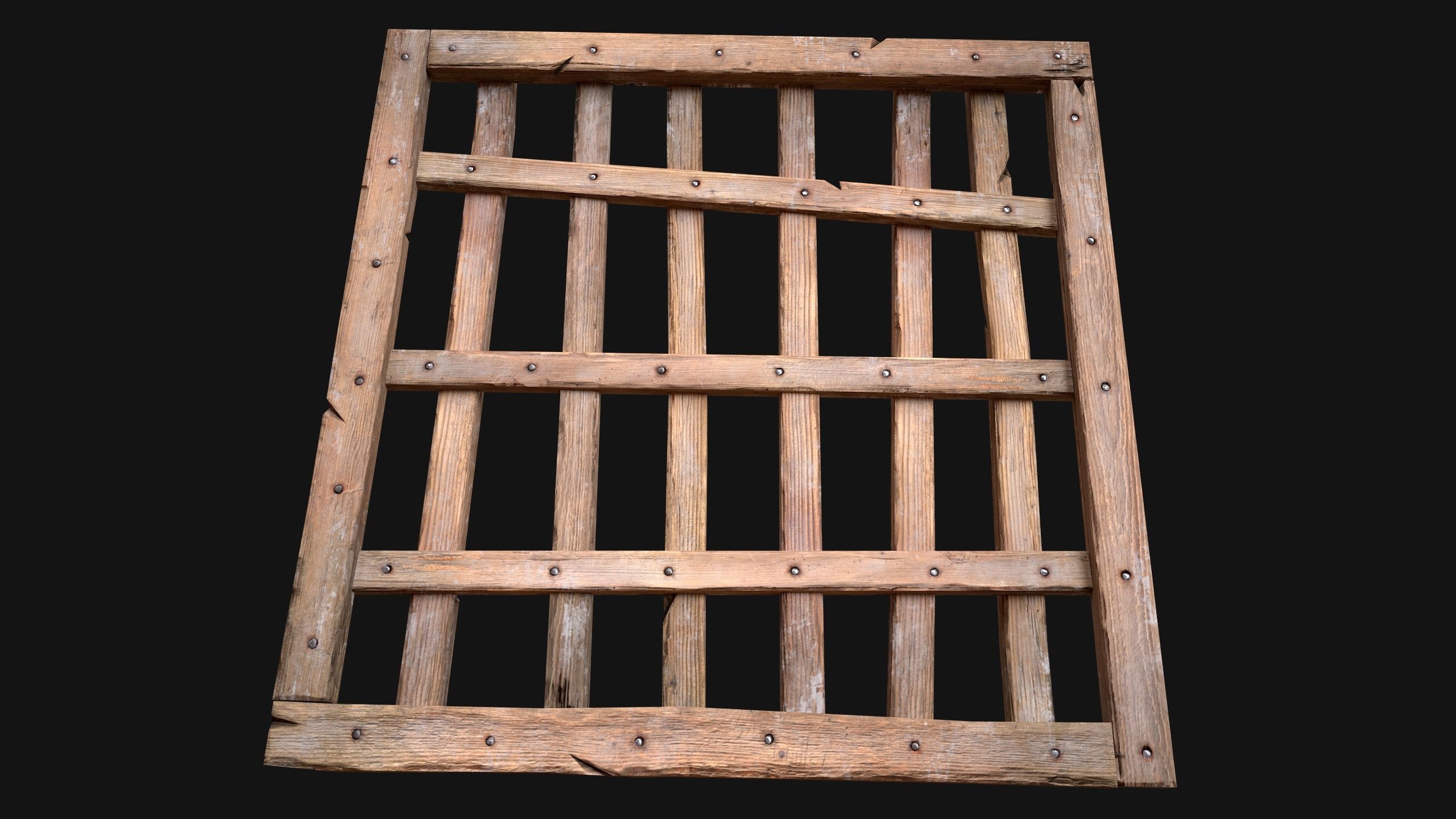 Medieval Roof Wooden Lattice Low-poly 3D model_11