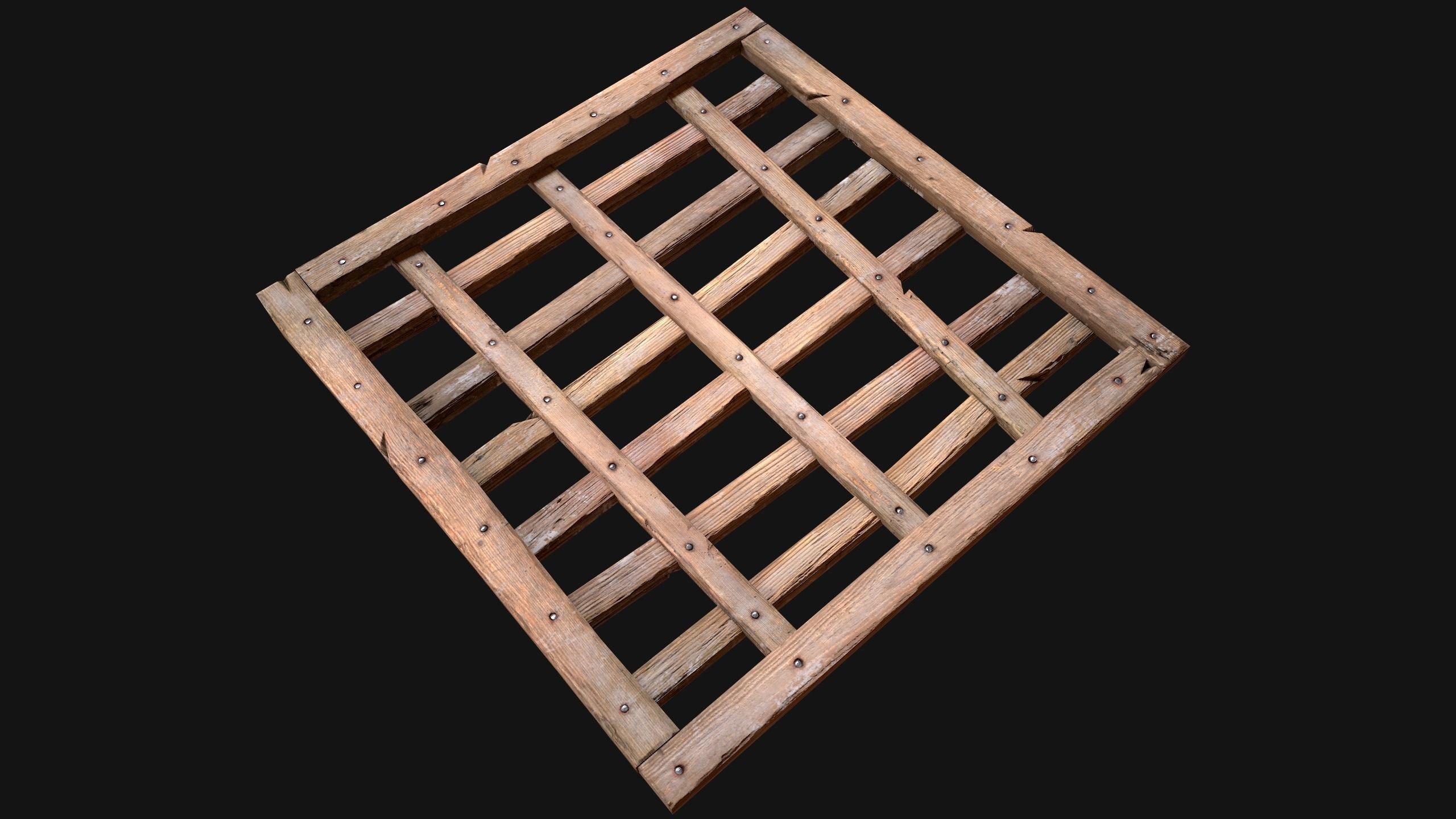 Medieval Roof Wooden Lattice Low-poly 3D model_7