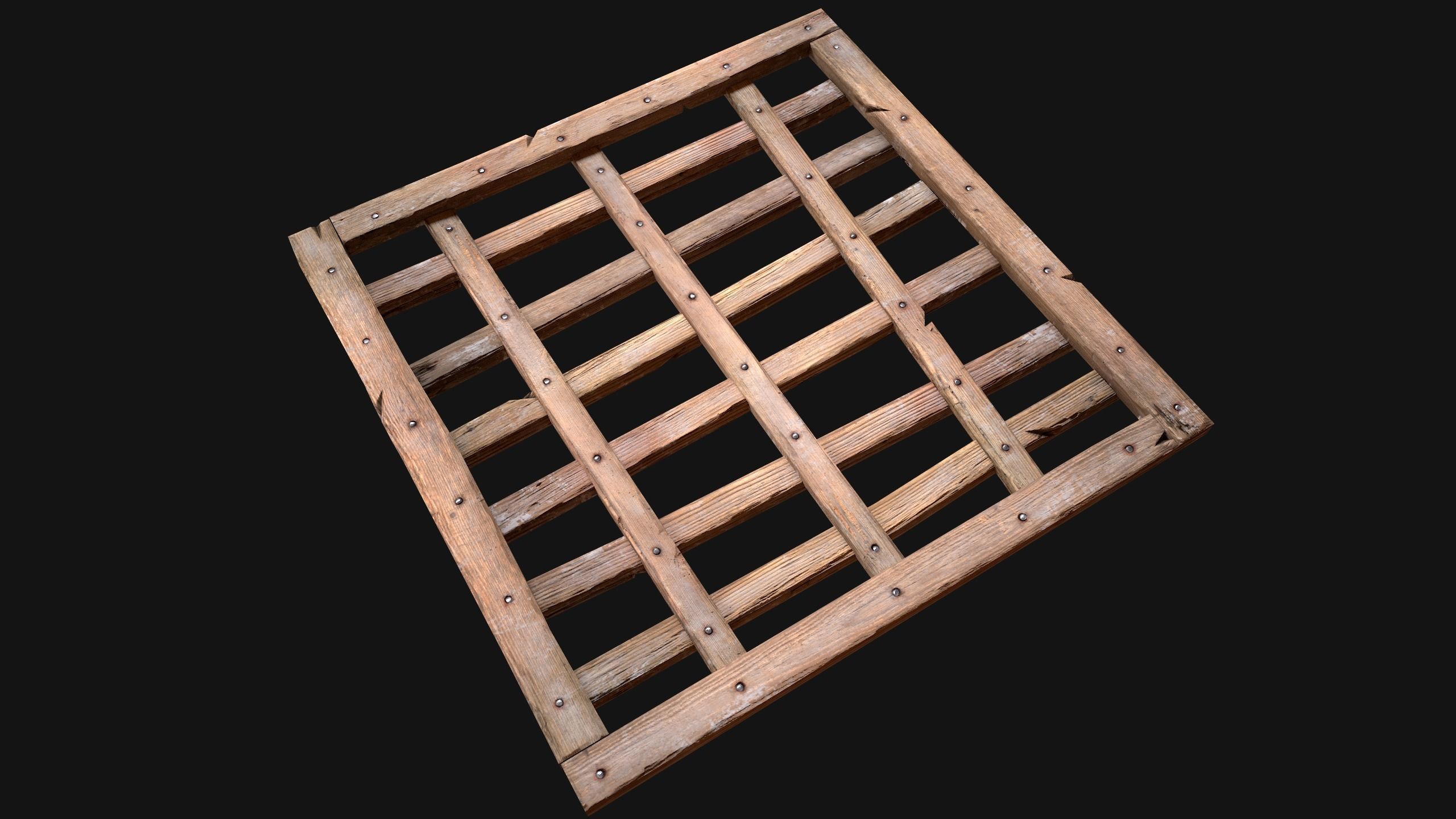 Medieval Roof Wooden Lattice Low-poly 3D model_6