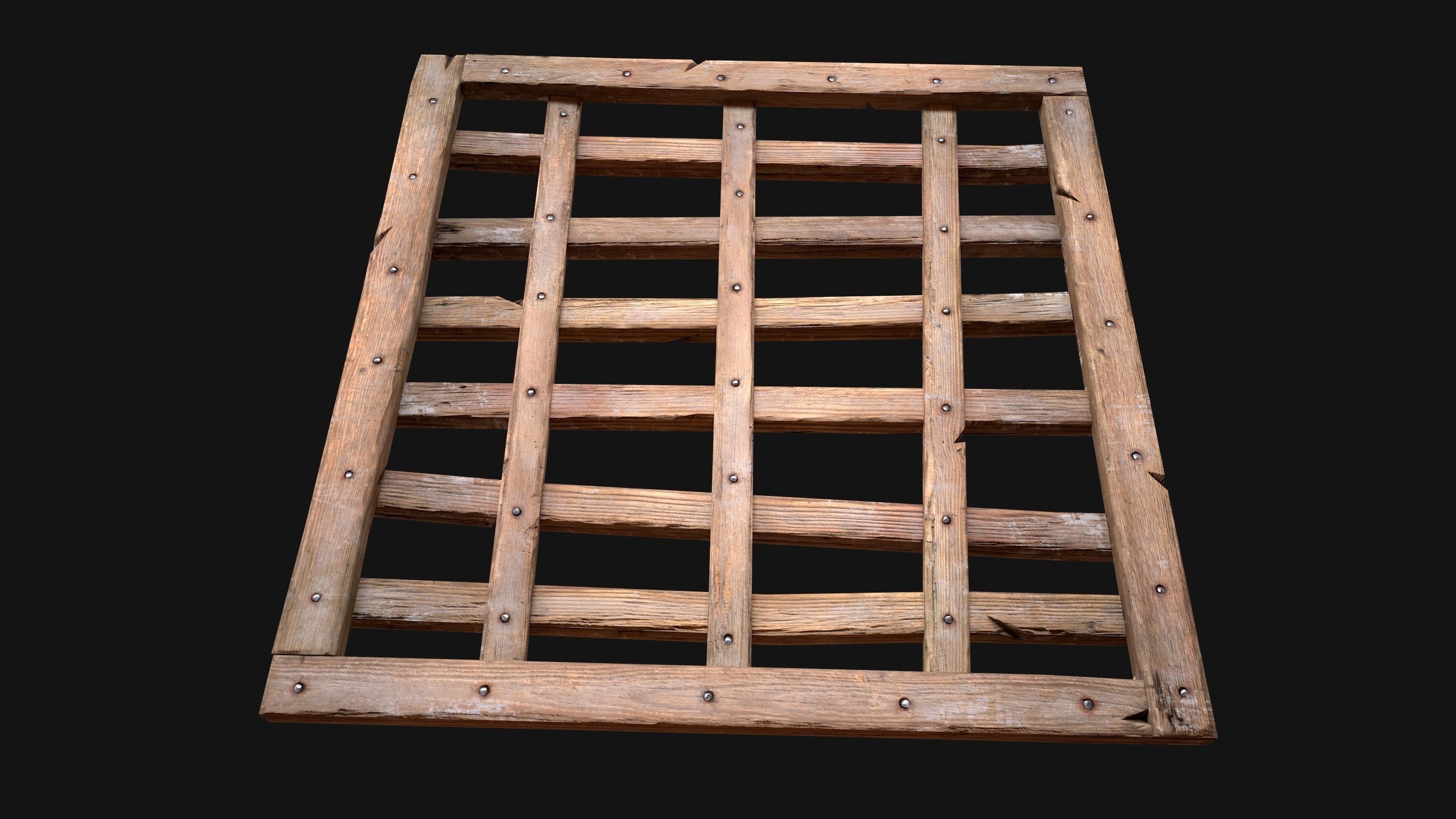 Medieval Roof Wooden Lattice Low-poly 3D model_4