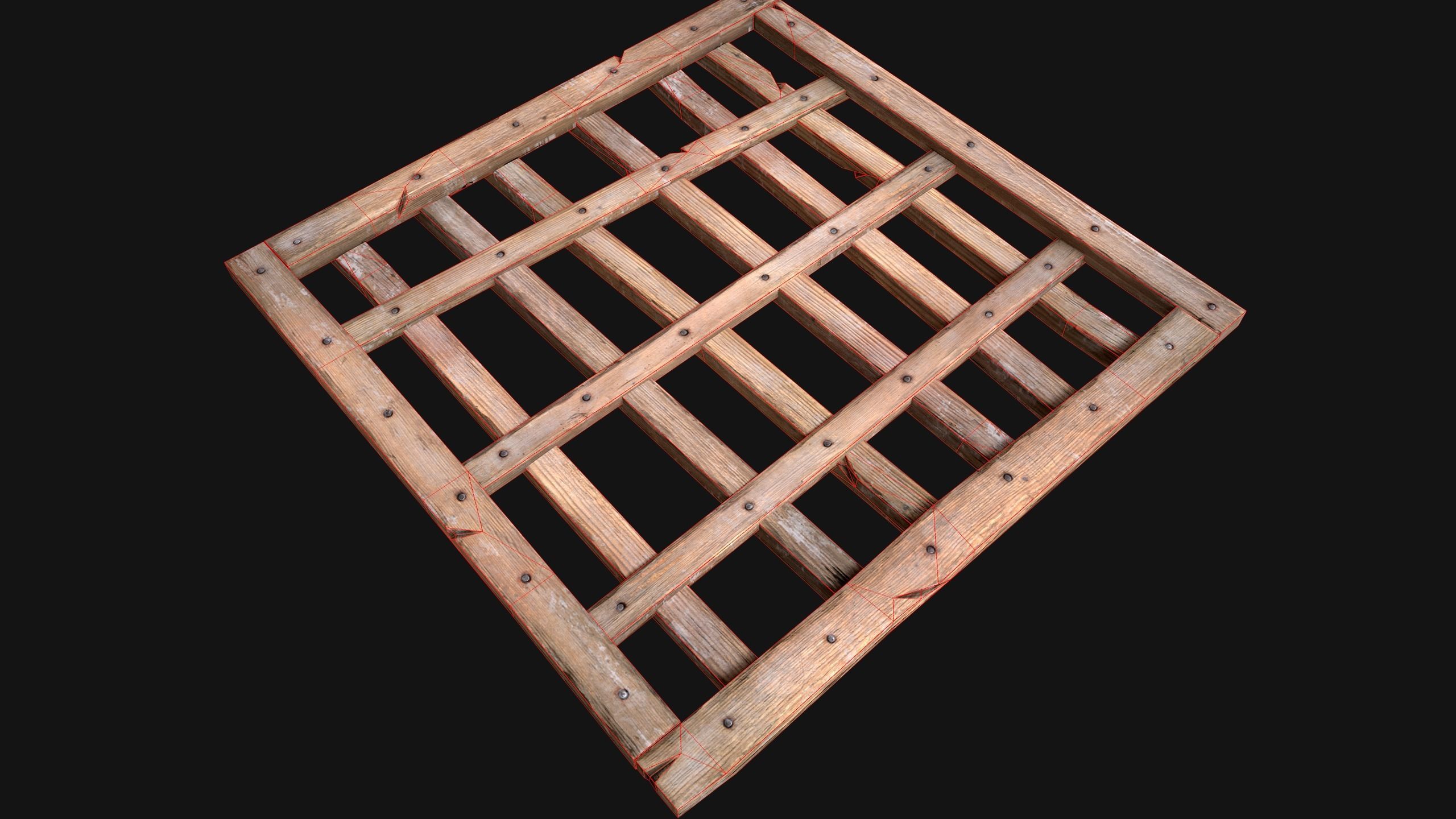 Medieval Roof Wooden Lattice Low-poly 3D model_19