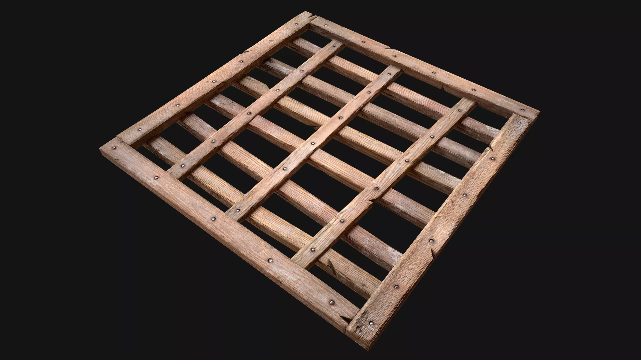Medieval Roof Wooden Lattice Low-poly 3D model_0
