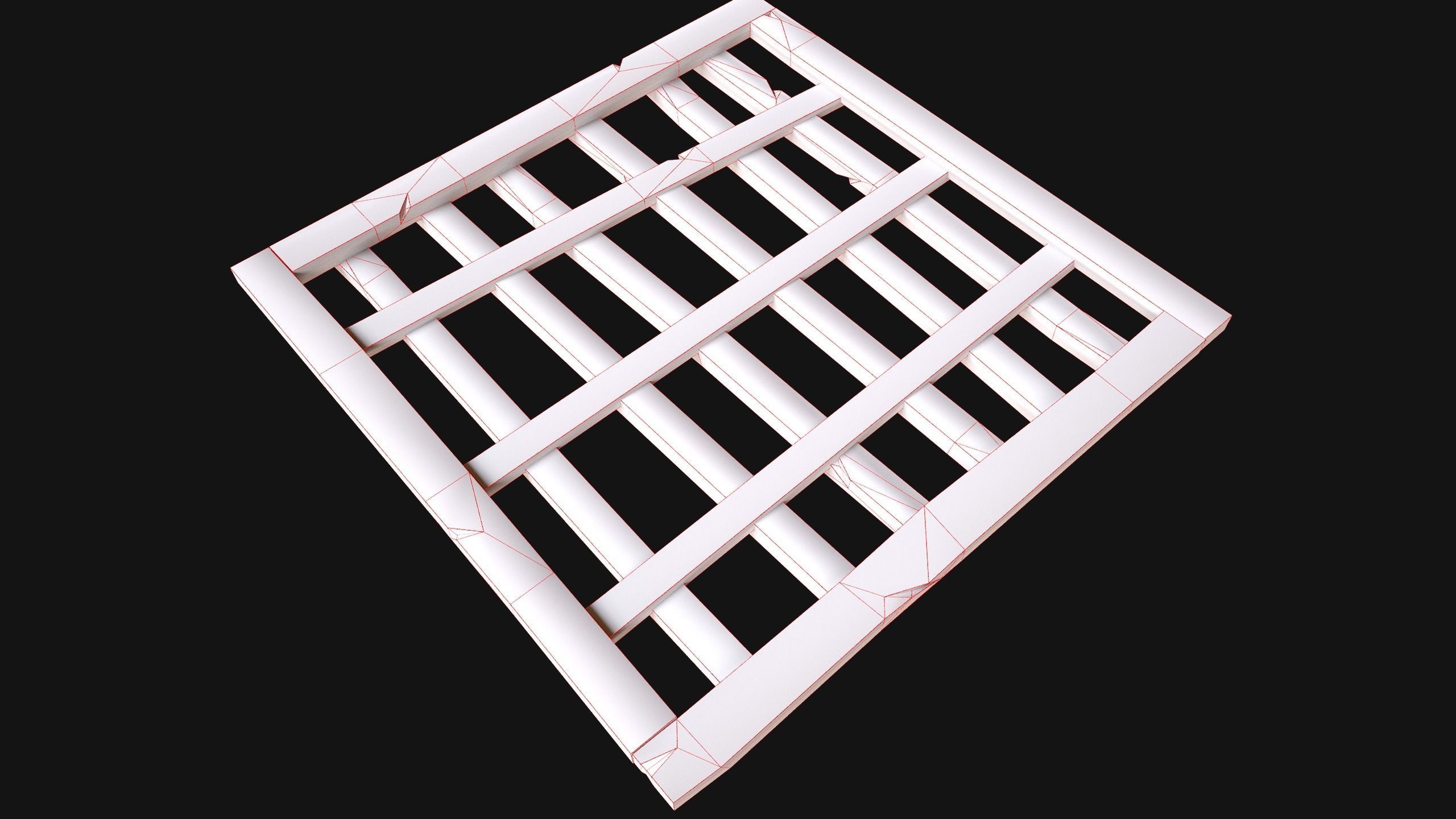 Medieval Roof Wooden Lattice Low-poly 3D model_20