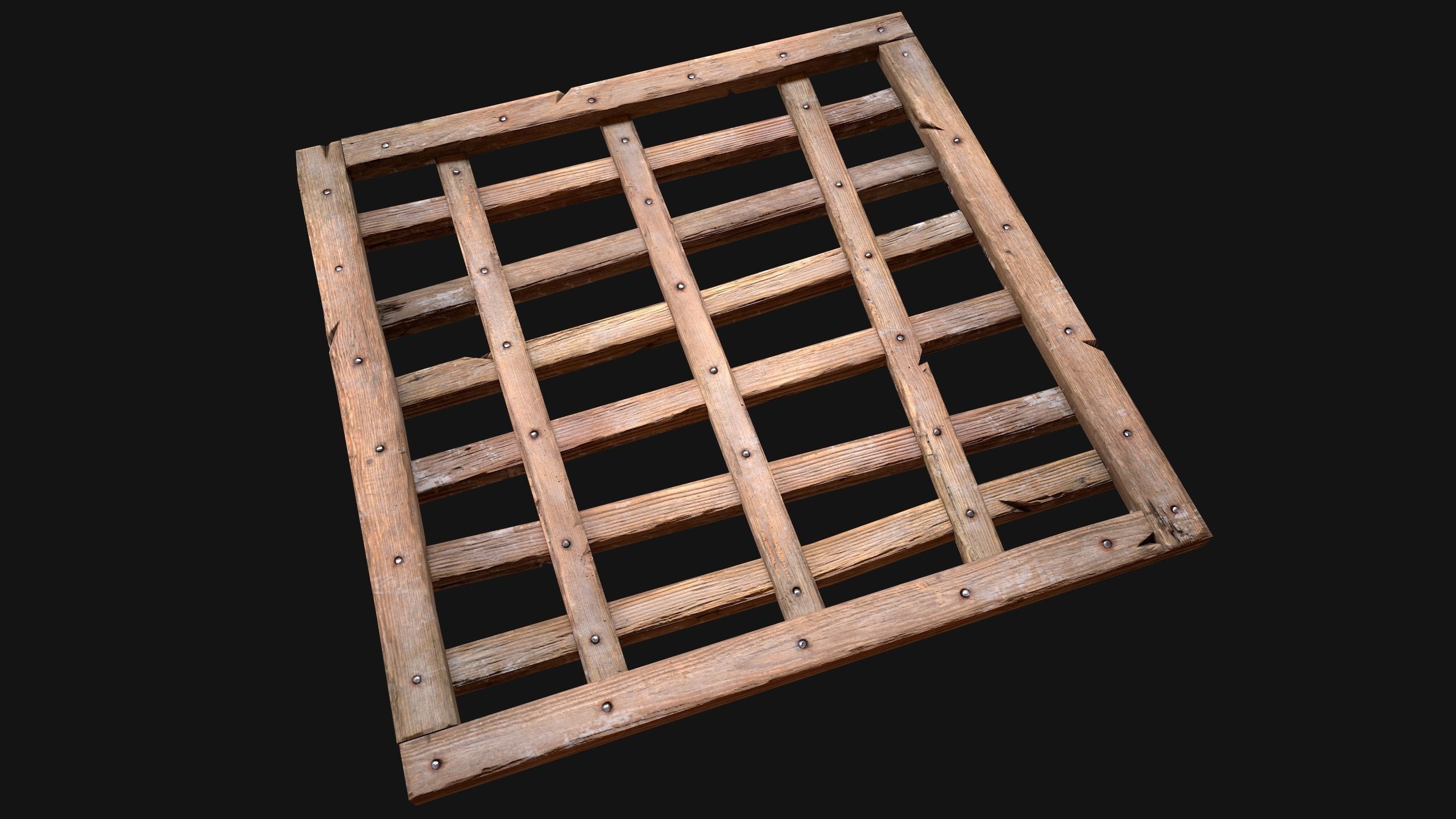 Medieval Roof Wooden Lattice Low-poly 3D model_5