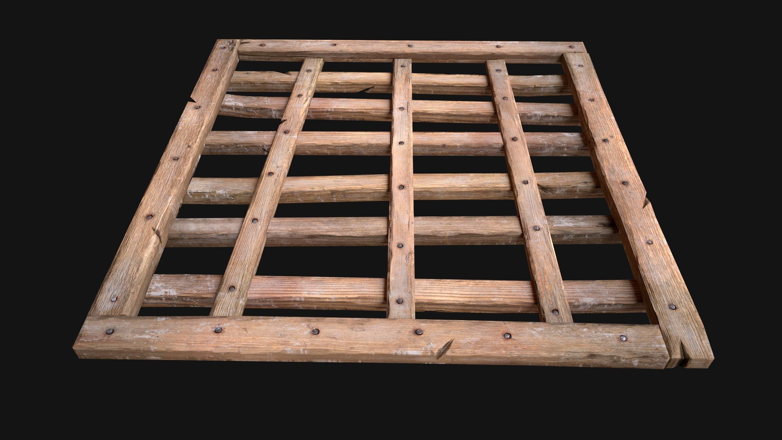 Medieval Roof Wooden Lattice Low-poly 3D model_15
