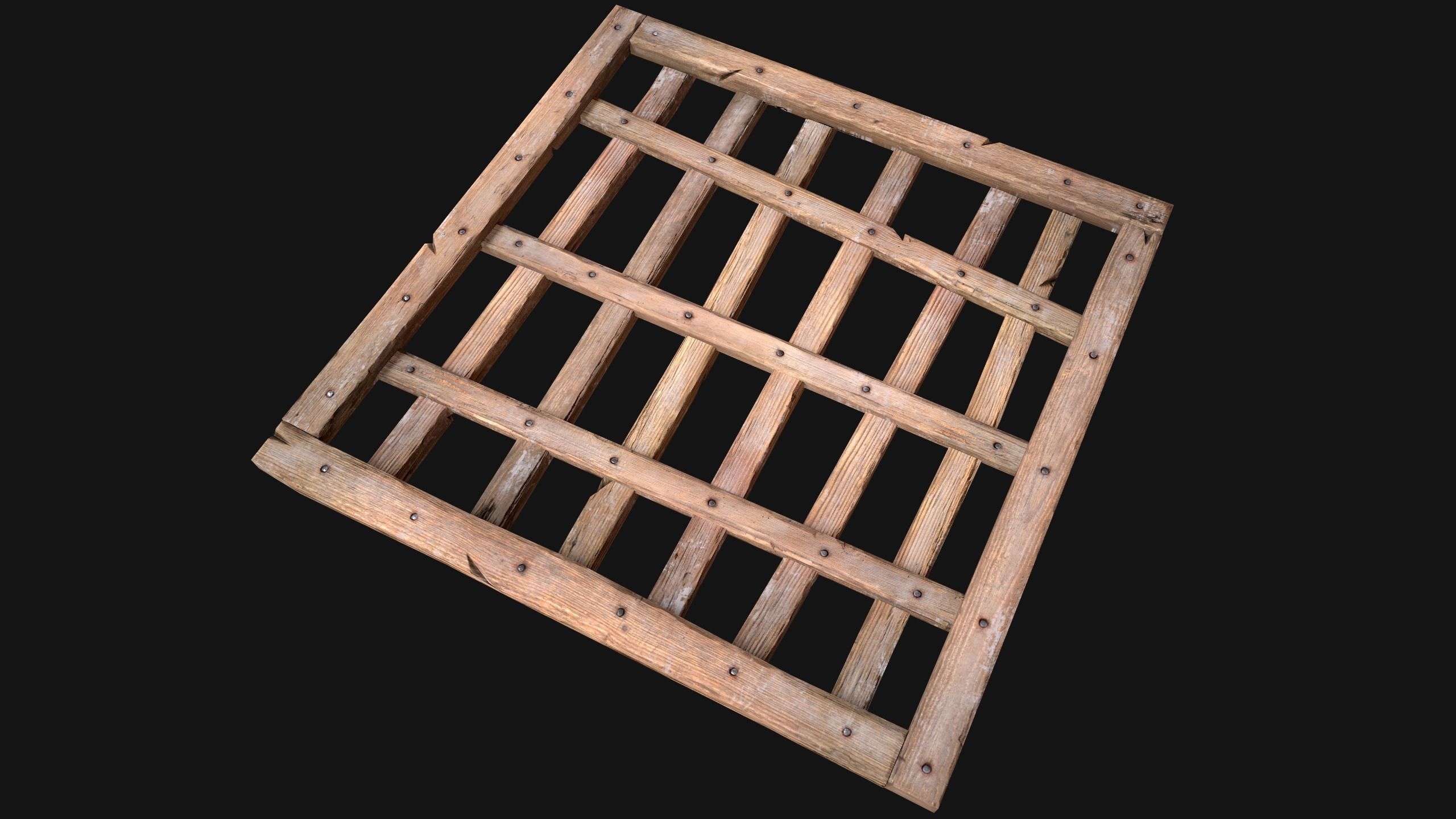 Medieval Roof Wooden Lattice Low-poly 3D model_9