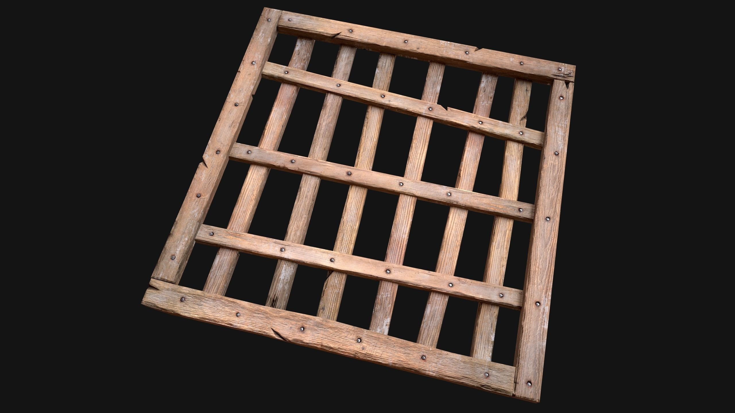 Medieval Roof Wooden Lattice Low-poly 3D model_10