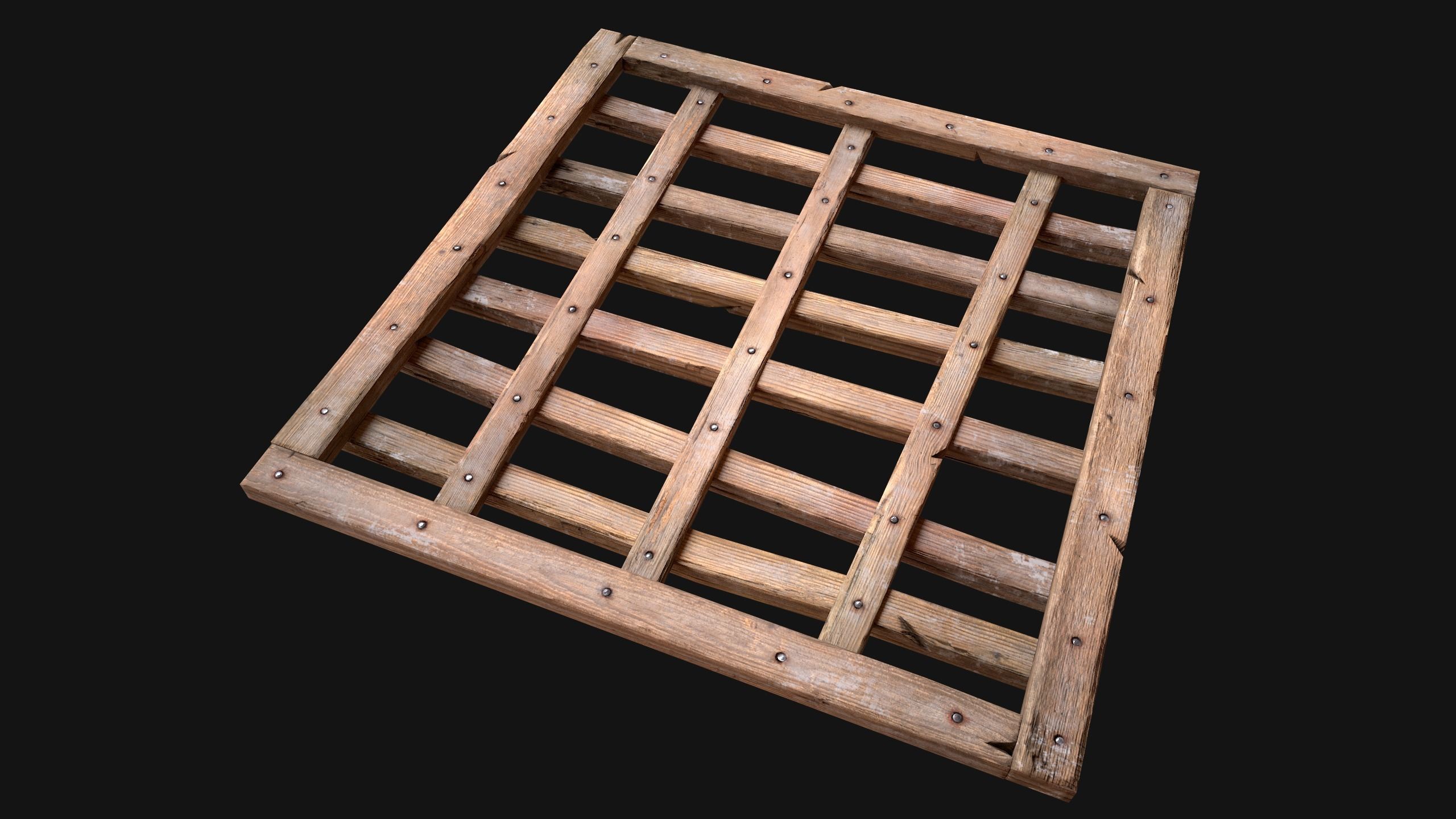 Medieval Roof Wooden Lattice Low-poly 3D model_3