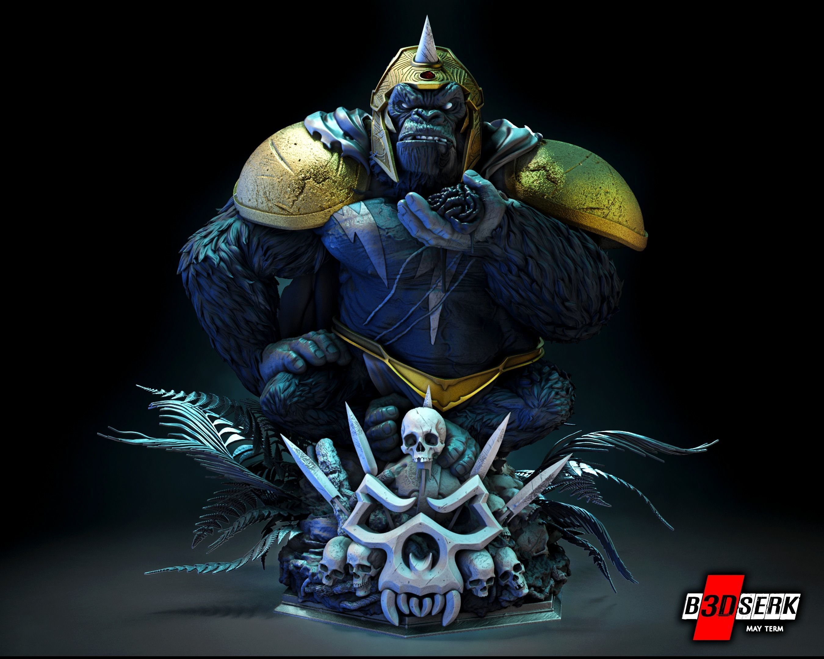 B3DSERK May term 2023 Gorilla Grood Bust for printing 3D print model_1