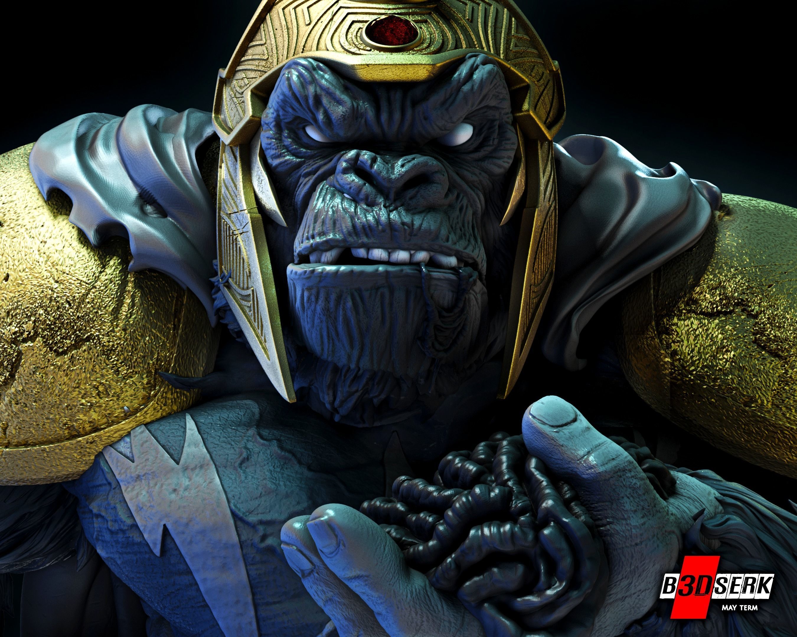 B3DSERK May term 2023 Gorilla Grood Bust for printing 3D print model_5