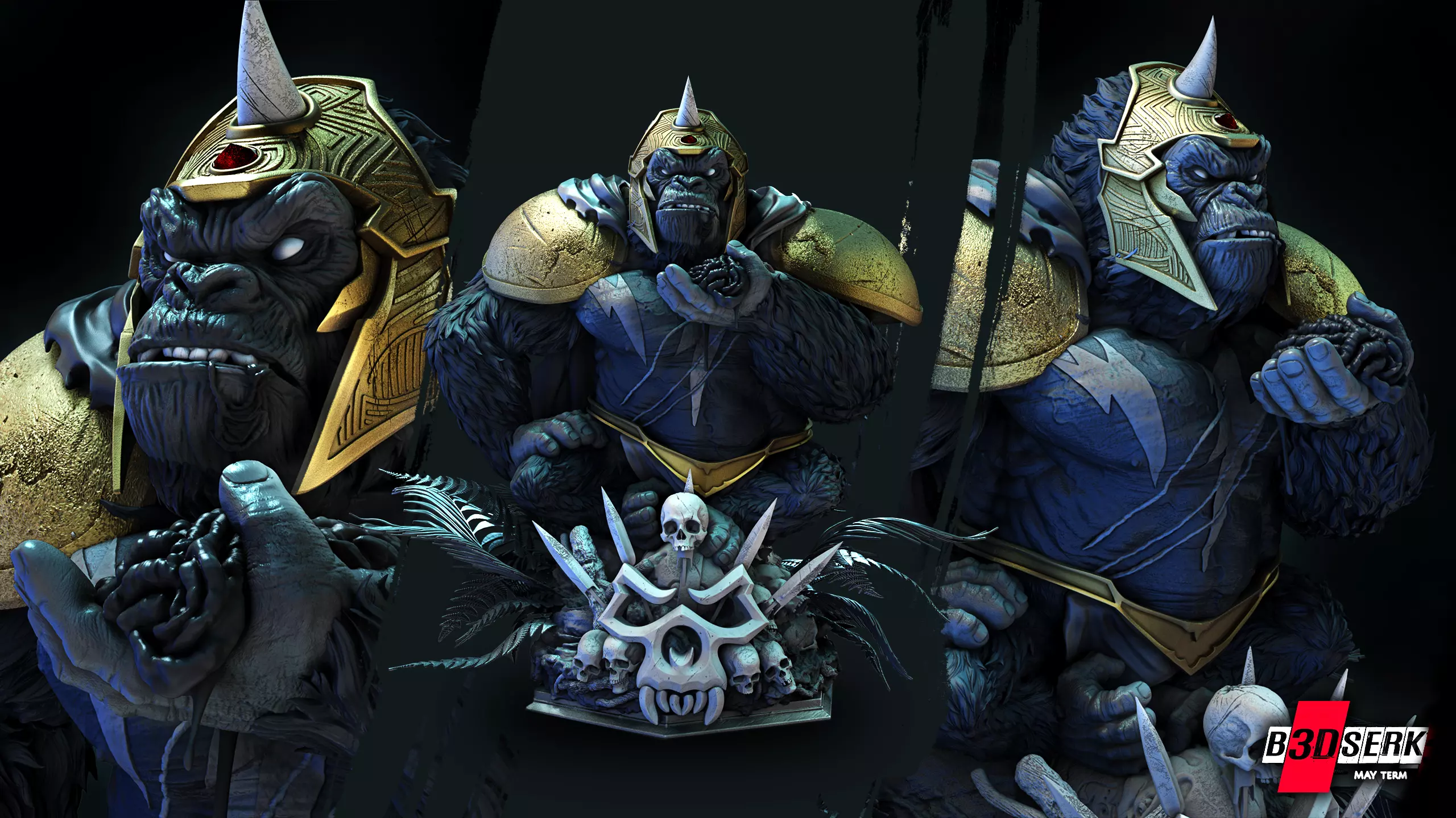 B3DSERK May term 2023 Gorilla Grood Bust for printing 3D print model_0