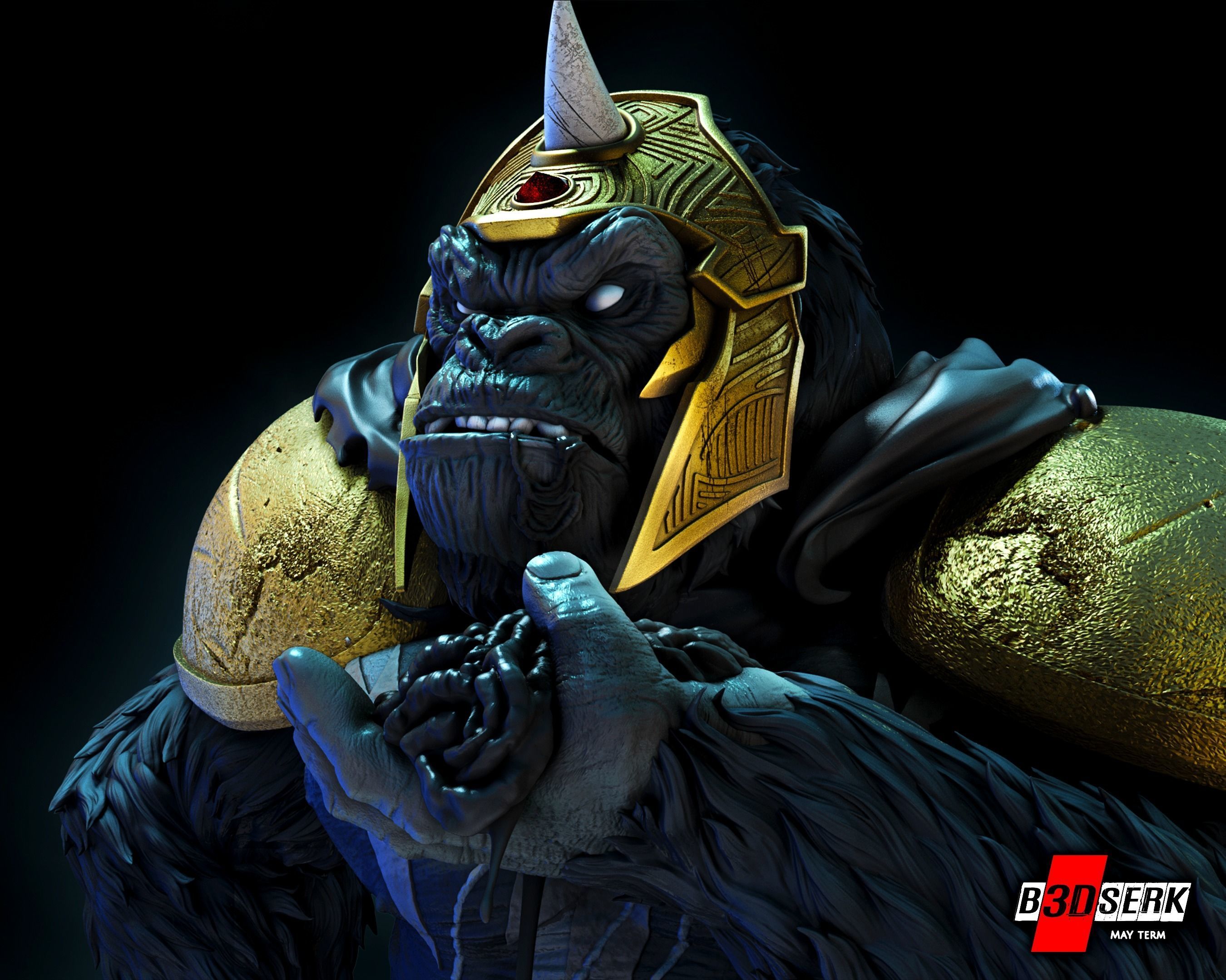 B3DSERK May term 2023 Gorilla Grood Bust for printing 3D print model_2