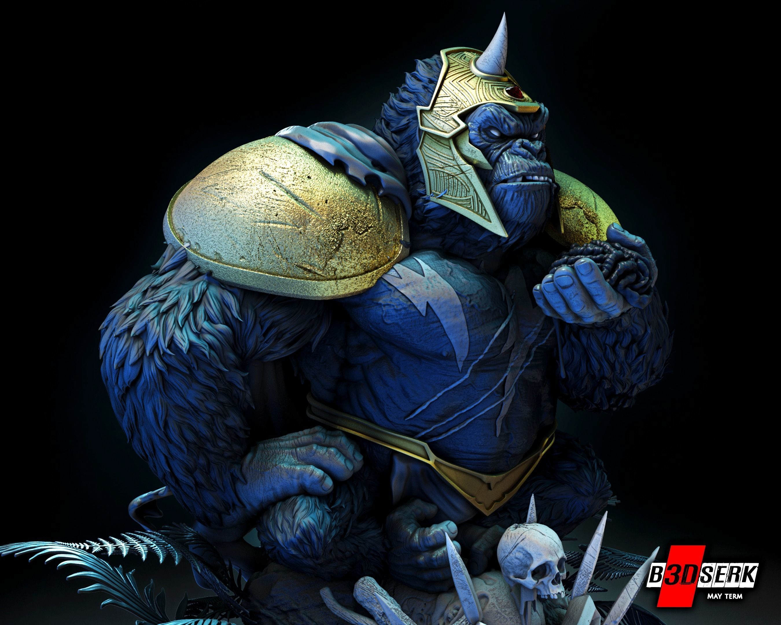 B3DSERK May term 2023 Gorilla Grood Bust for printing 3D print model_3