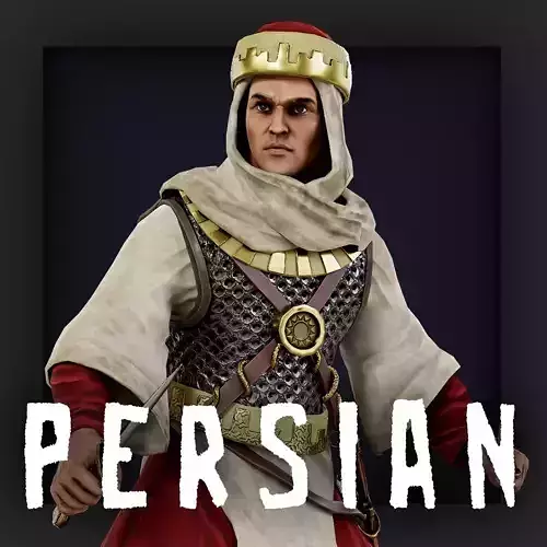Persian 2 dagger A pose Low-poly character redy for game  Low-poly 3D model
