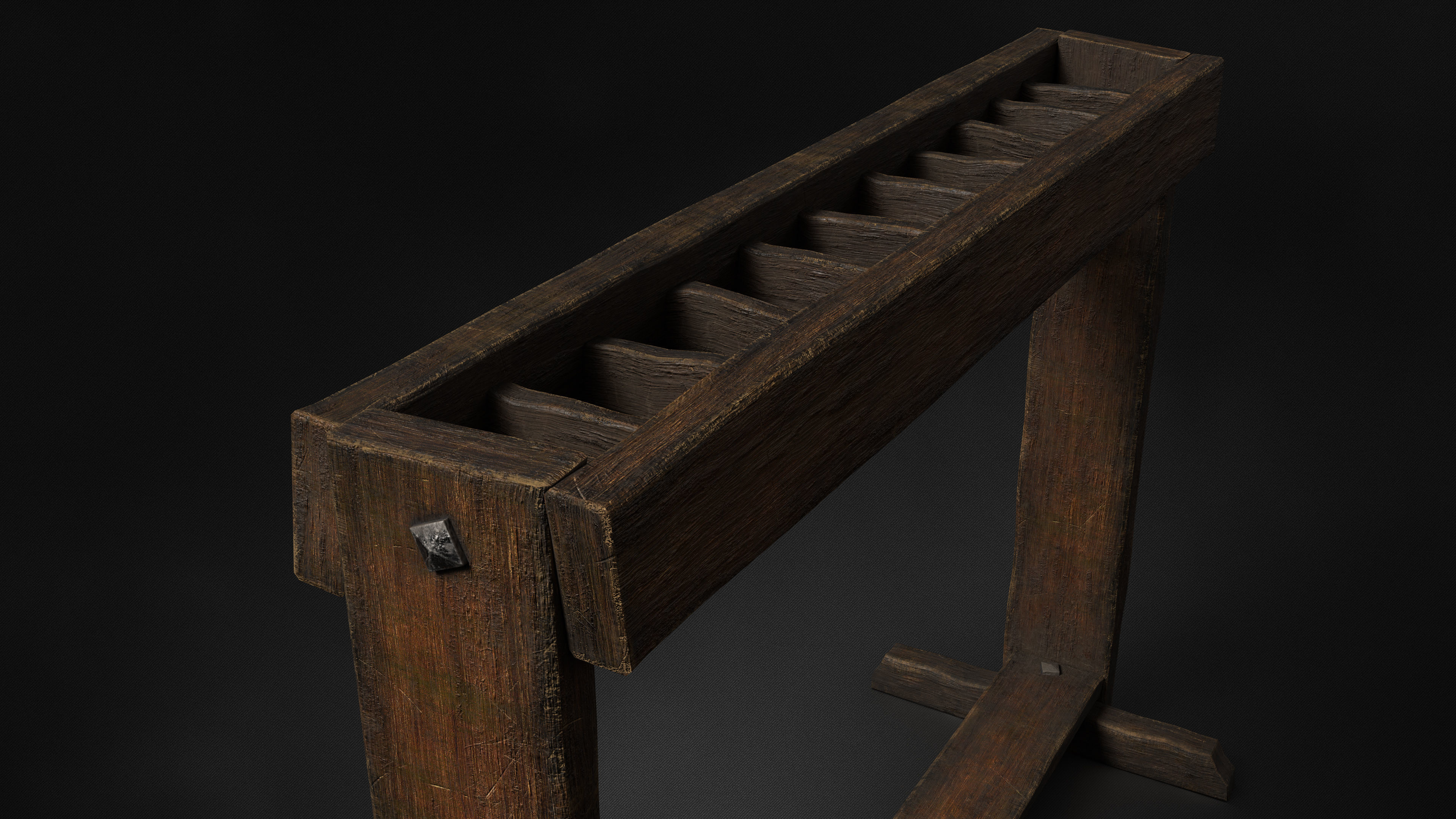 Medieval Sword Holder AAA Wooden Weapon Stand Low-poly 3D model_7