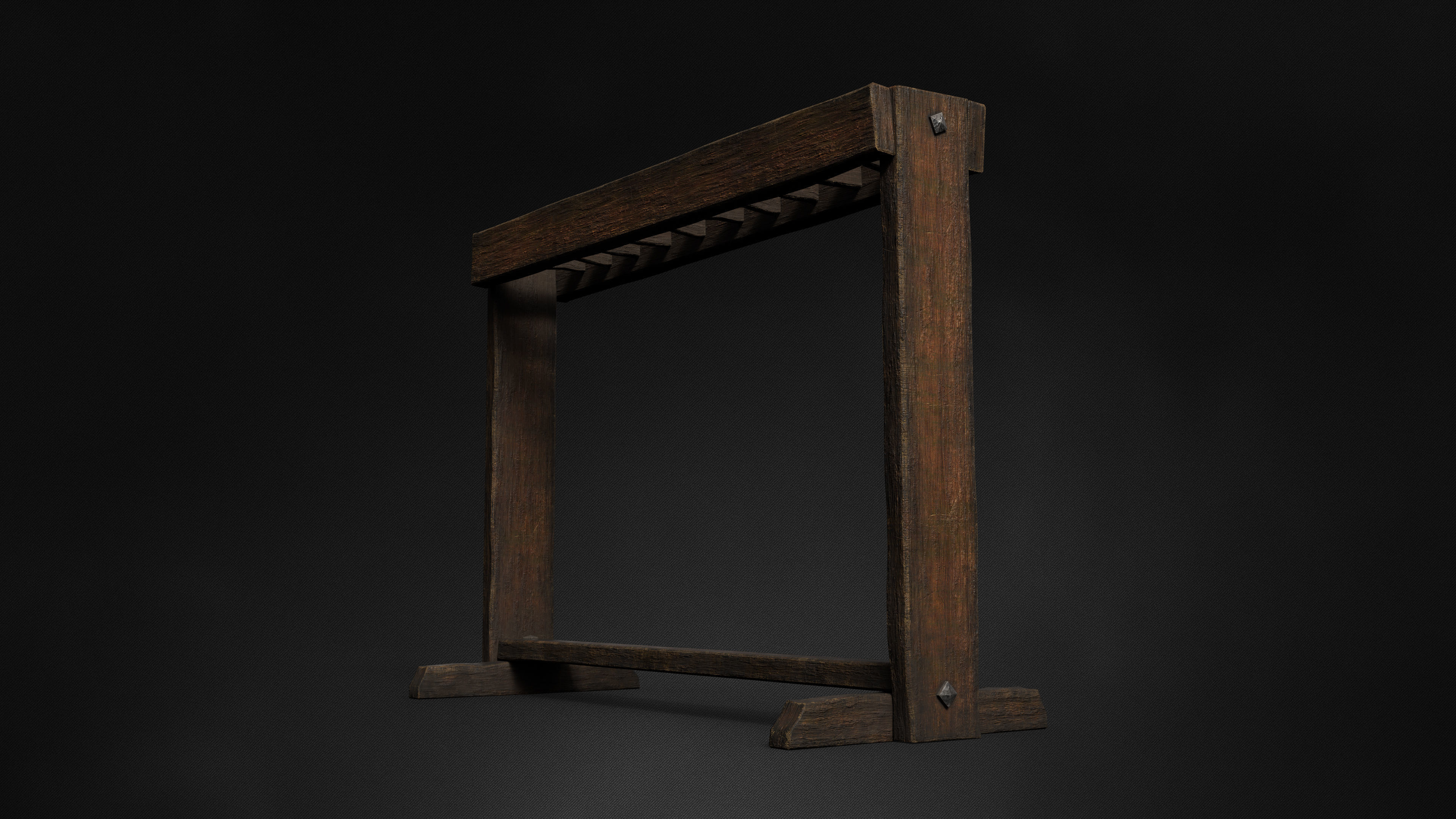 Medieval Sword Holder AAA Wooden Weapon Stand Low-poly 3D model_2