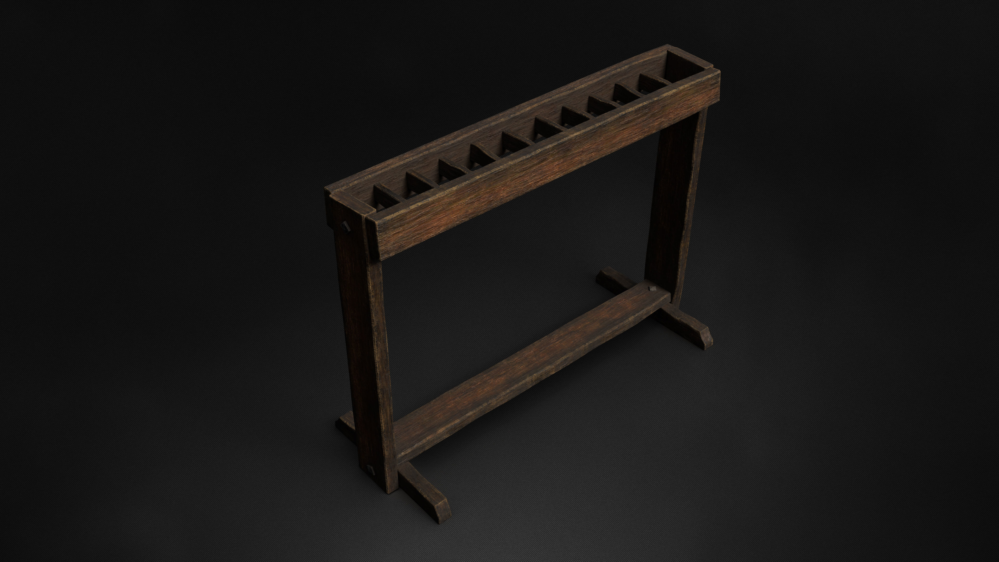 Medieval Sword Holder AAA Wooden Weapon Stand Low-poly 3D model_1