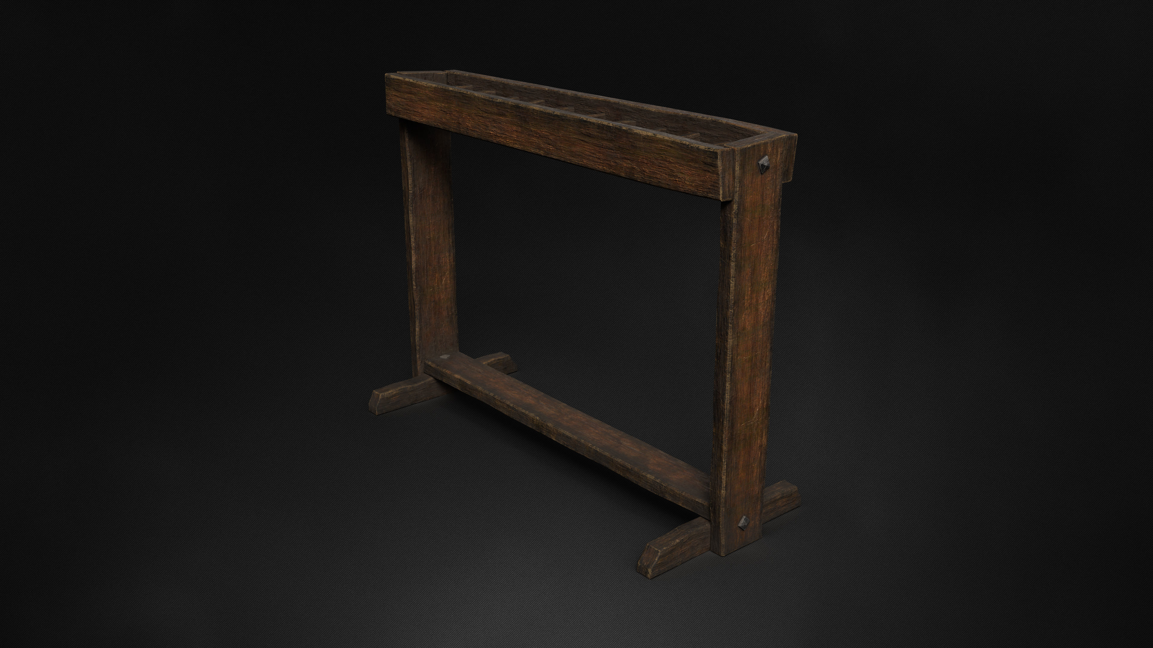 Medieval Sword Holder AAA Wooden Weapon Stand Low-poly 3D model_3