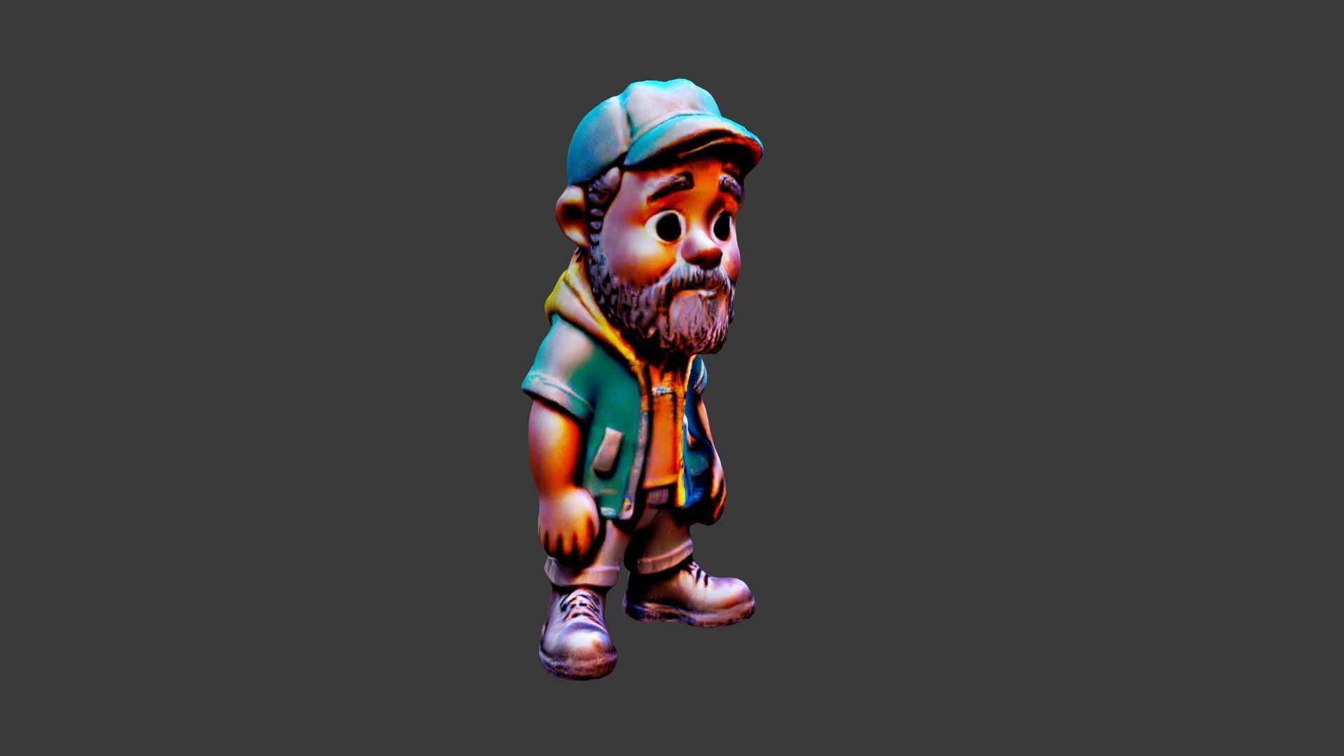 Cartoon Figure Toy Low-poly 3D model_2