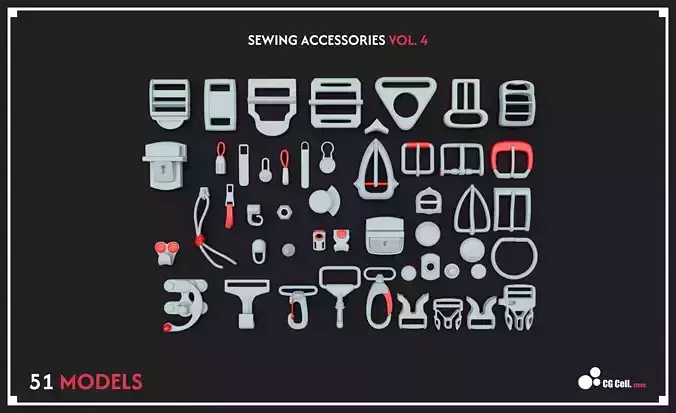 Sewing accessories Vol 04 Low-poly 3D model