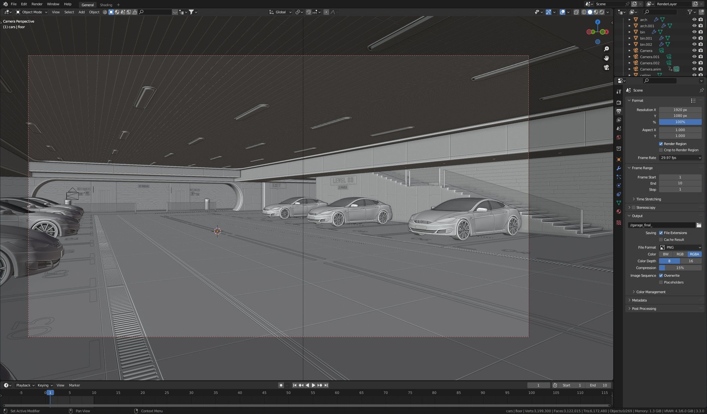 Modern Underground Luxury Car Park - Garage 3D Model 3D model_10