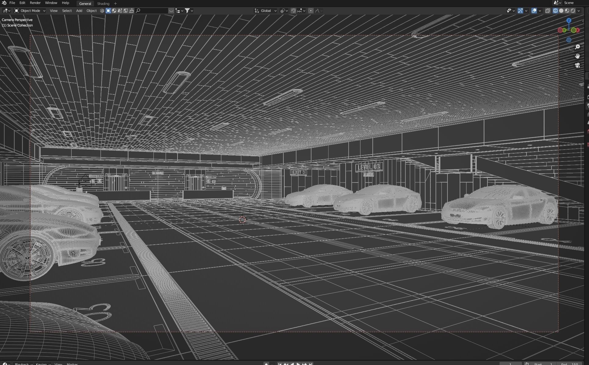 Modern Underground Luxury Car Park - Garage 3D Model 3D model_11