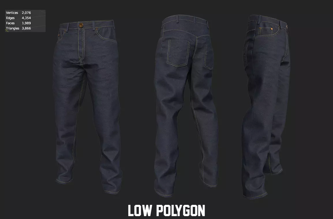 Jean low poly gons VR AR Game Low-poly 3D model Low-poly 3D model_0