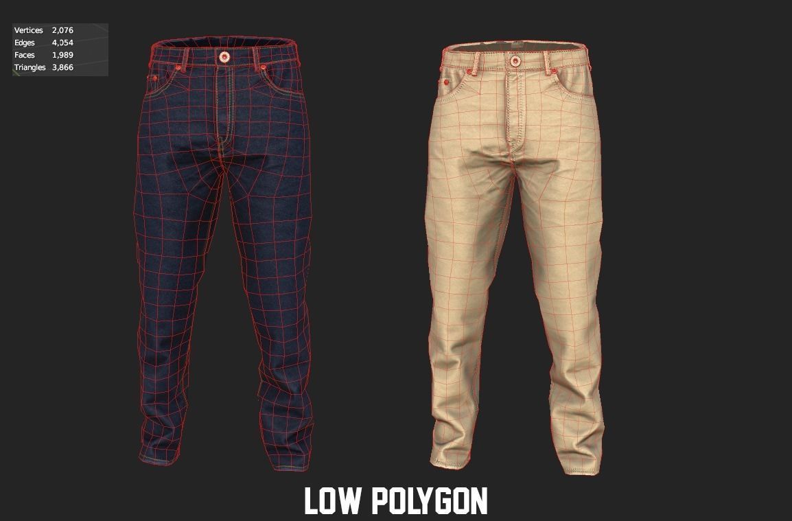 Jean low poly gons VR AR Game Low-poly 3D model Low-poly 3D model_2