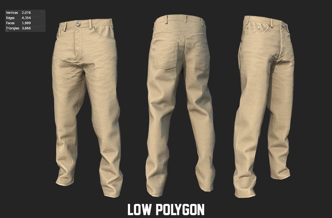 Jean low poly gons VR AR Game Low-poly 3D model Low-poly 3D model_1