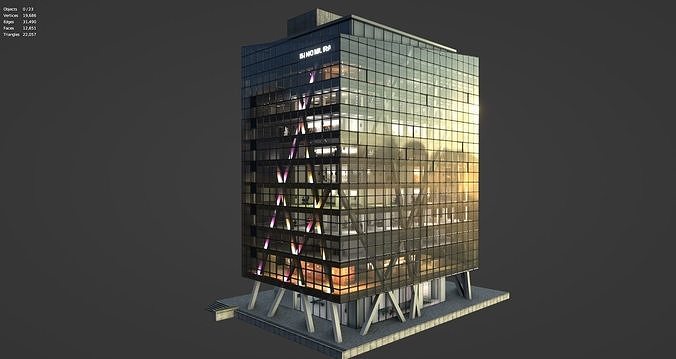 Tokyo Corporate Office Building Low-poly 3D model 4