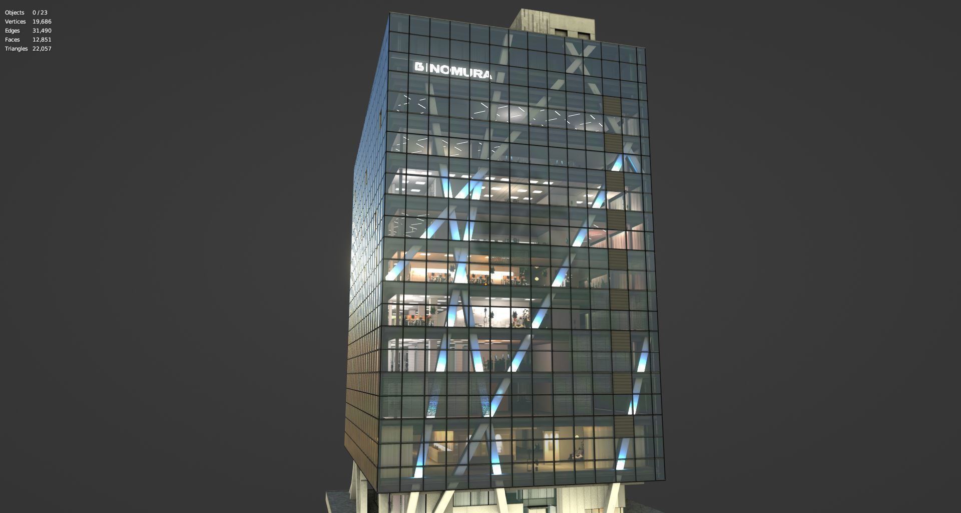 Tokyo Corporate Office Building Low-poly 3D model_2