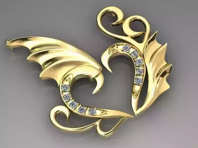 winged heart  3D print model