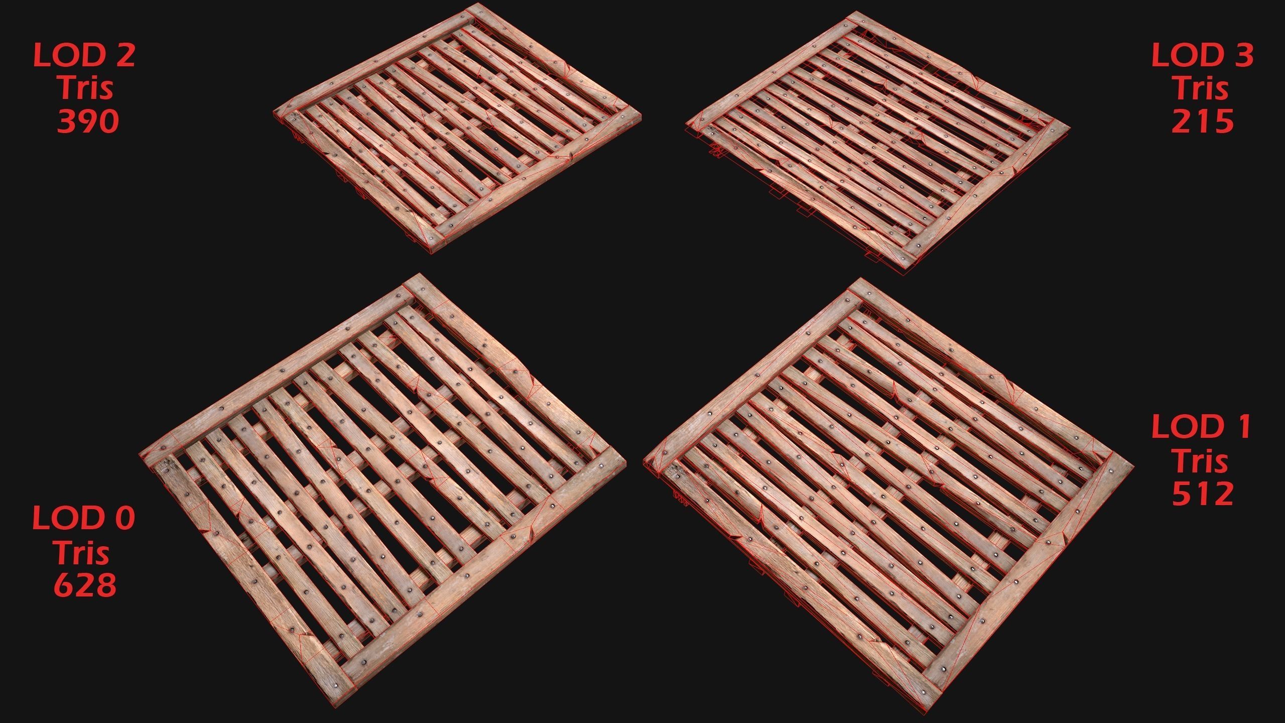 Wooden Floor or Roof Medieval Low-poly 3D model_2