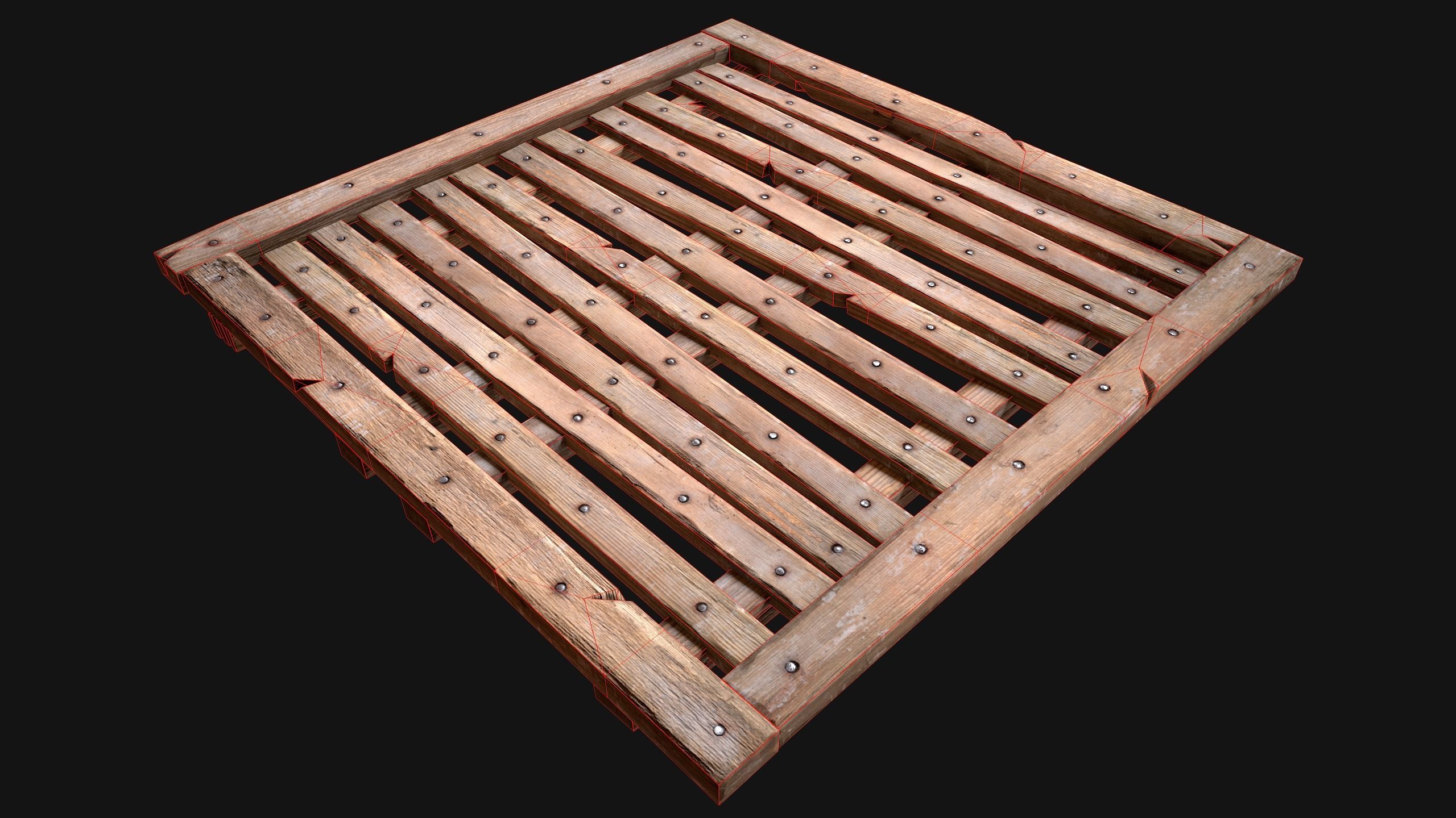 Wooden Floor or Roof Medieval Low-poly 3D model_19