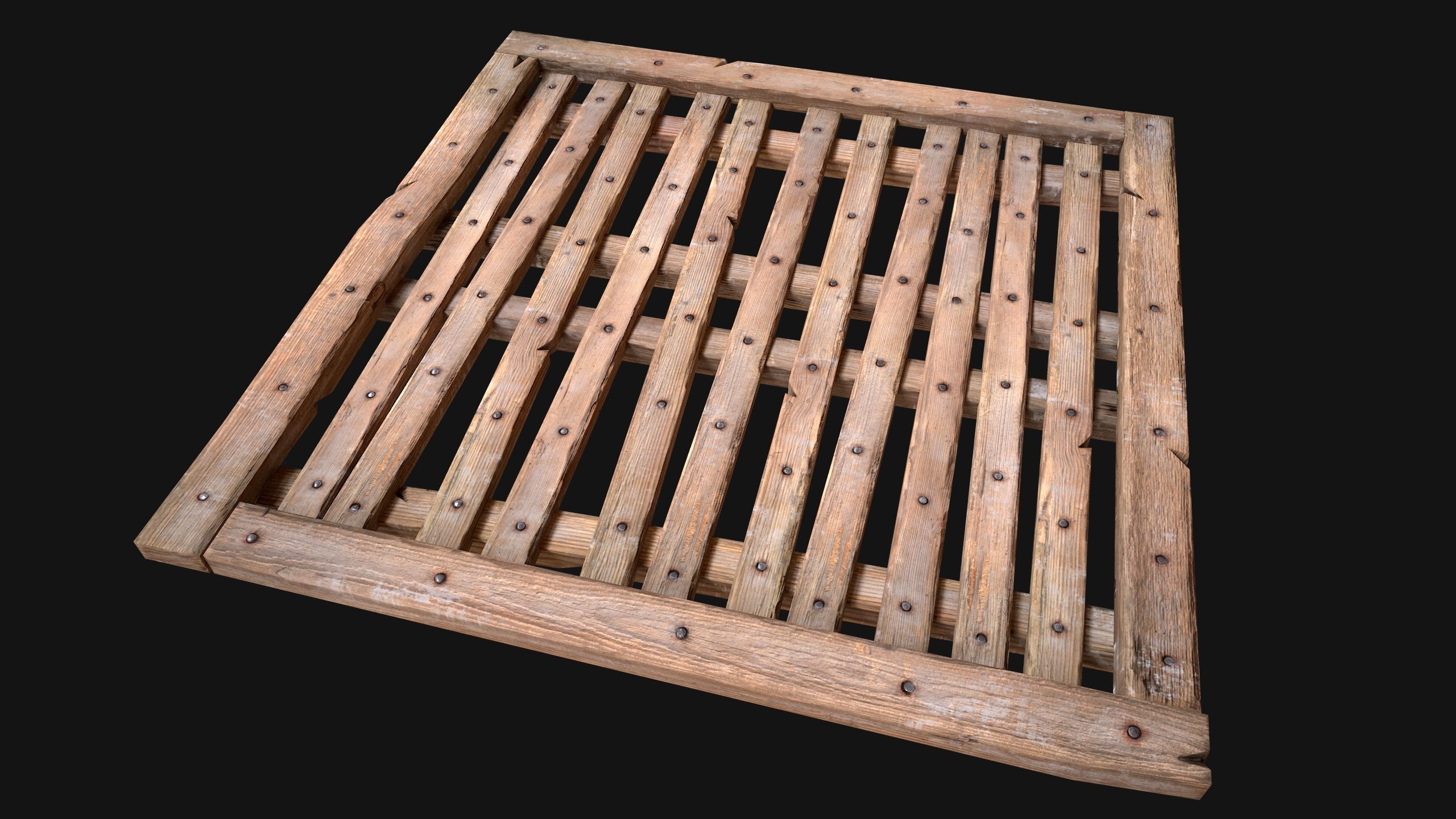 Wooden Floor or Roof Medieval Low-poly 3D model_4