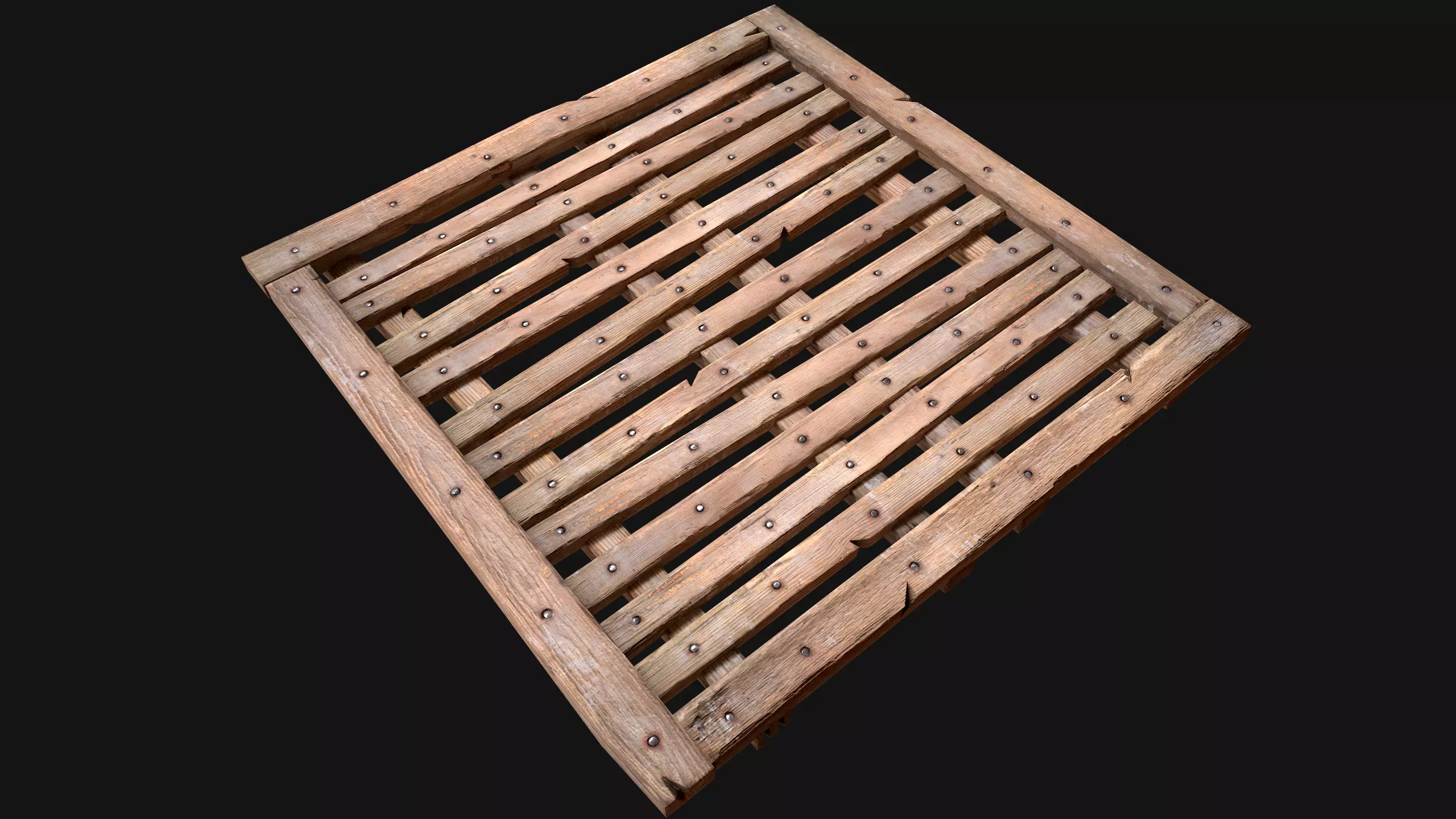 Wooden Floor or Roof Medieval Low-poly 3D model_0