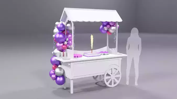 Wooden Party Candy Cart 4 3D model
