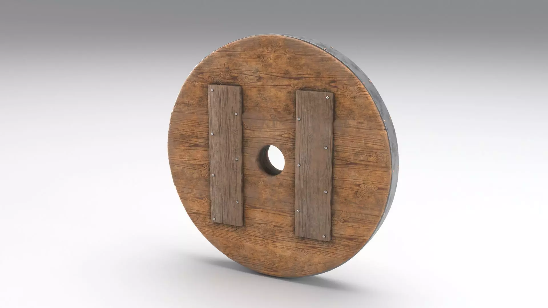 Solid Old Wooden Wheel Free low-poly 3D model