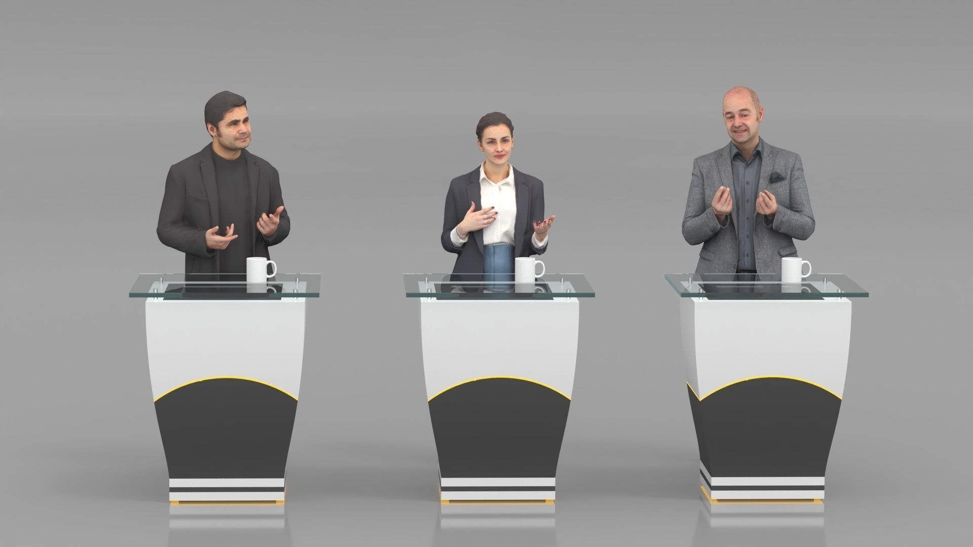 Virtual News desk set 3D model_7