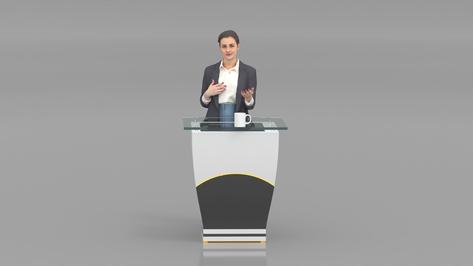 Virtual News desk set 3D model_5