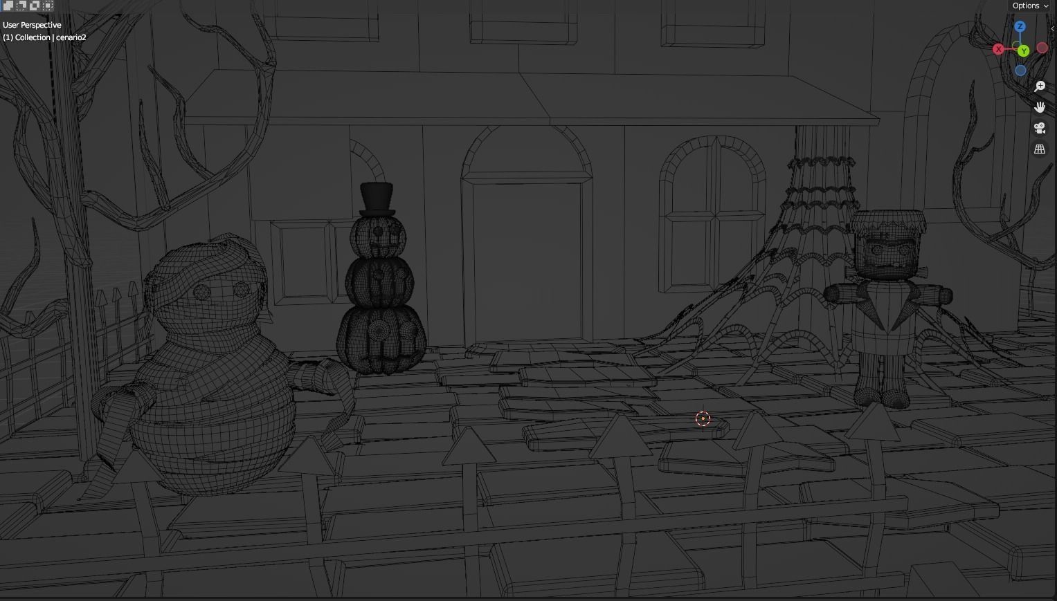 Halloween scene Low-poly 3D model_3