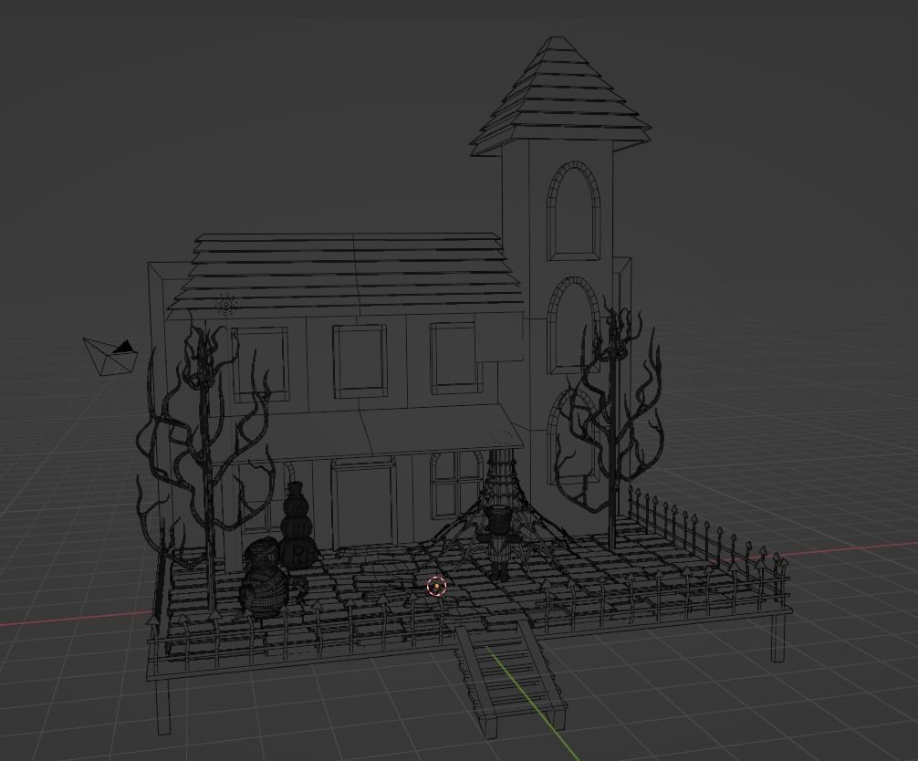 Halloween scene Low-poly 3D model_2