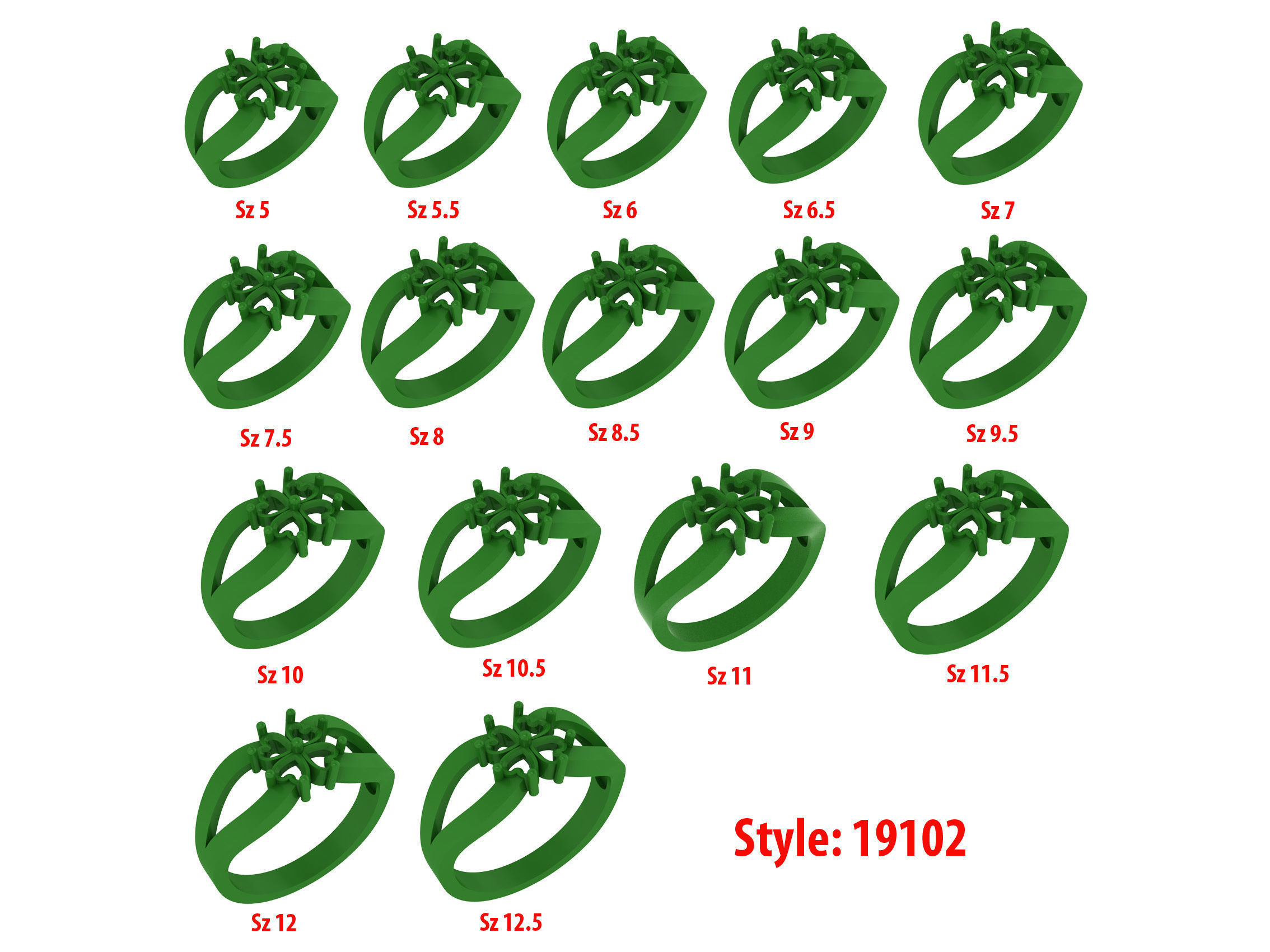 Personalized Four Stone Mothers Ring Set Sizes 5 to 12 3D print model_3